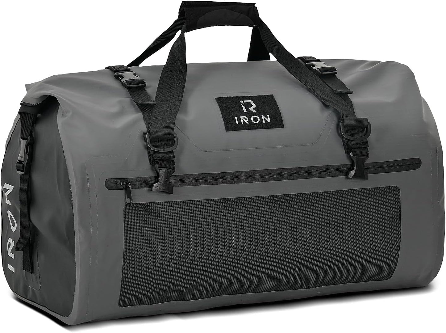 BORLENI Waterproof Motorcycle Dry Duffel Bag Luggage Tail Bag with Large Storage Space,Roll Top Closure, Shoulder Straps, Inner Pocket and Mesh Pocket for Motorcycling Travel Camping (Grey,30L)