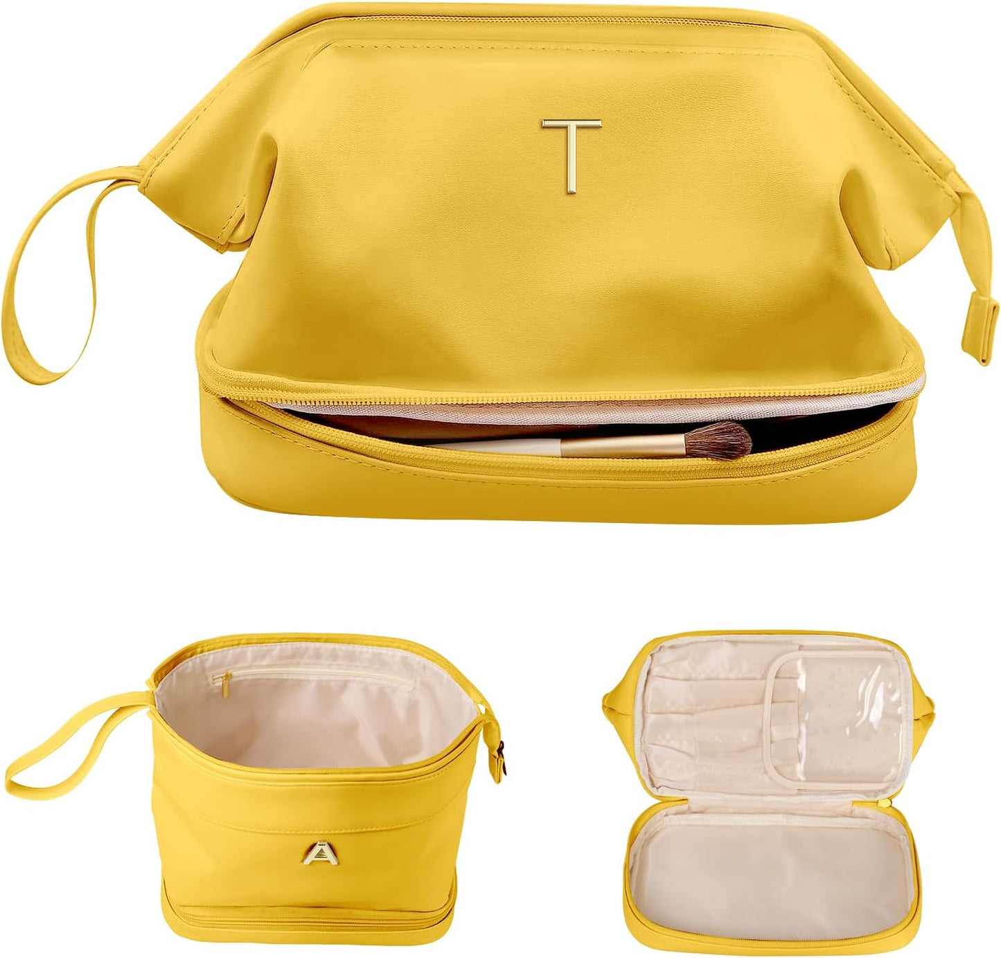 Birthday Gift for 12 13 14 15 16 17 18 Years Old Girl Gifts, Initial Makeup Bag, Travel Gifts, Personalized Bag, Waterproof Double Layer Cosmetic Bag, Letter Travel Toiletry Bag, Friend Gifts