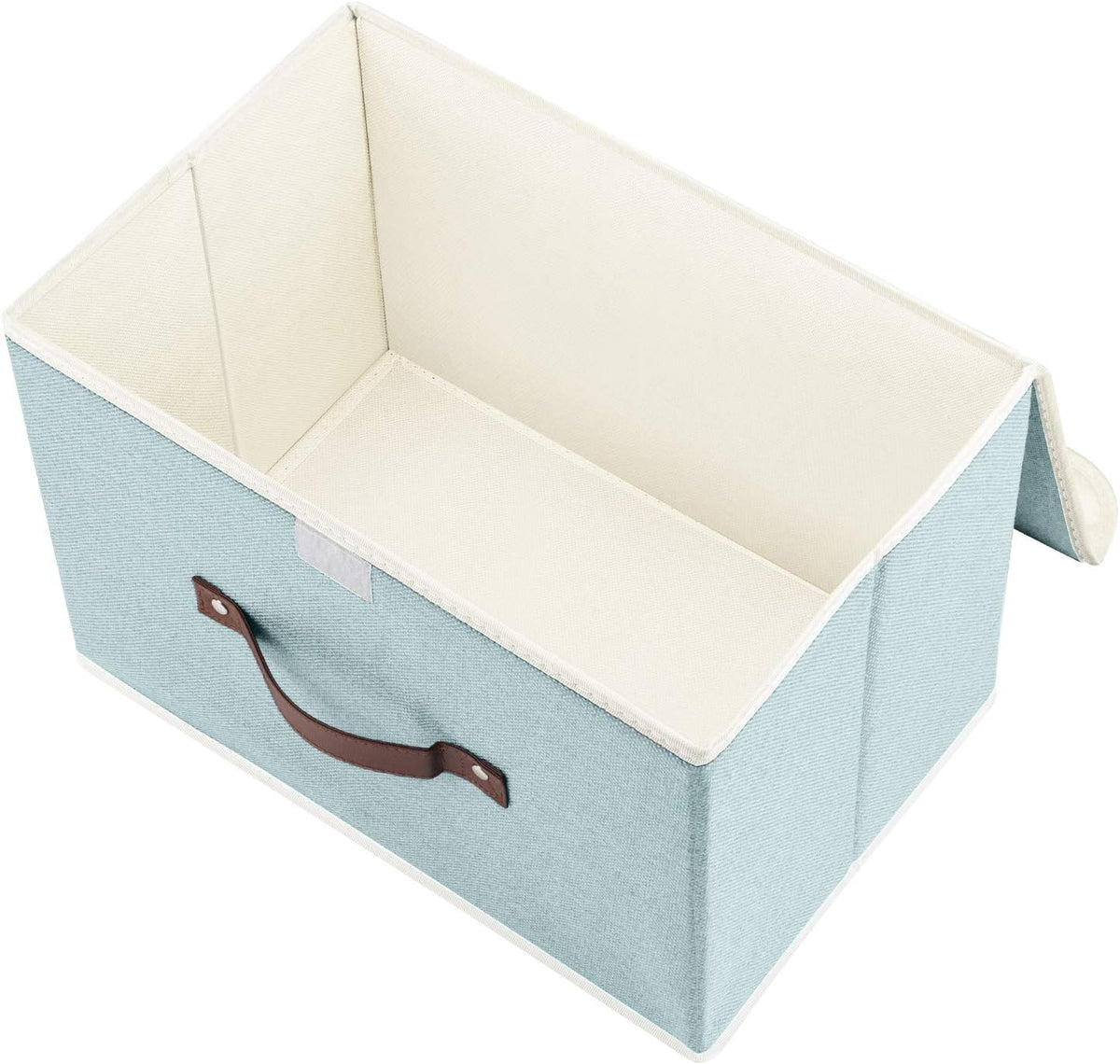 TYEERS Collapsible Storage Boxes, Washable Fabric Storage Bins with Lids, 14.9x9.8x9.8 inches, 2 Pack, Aqua Spring