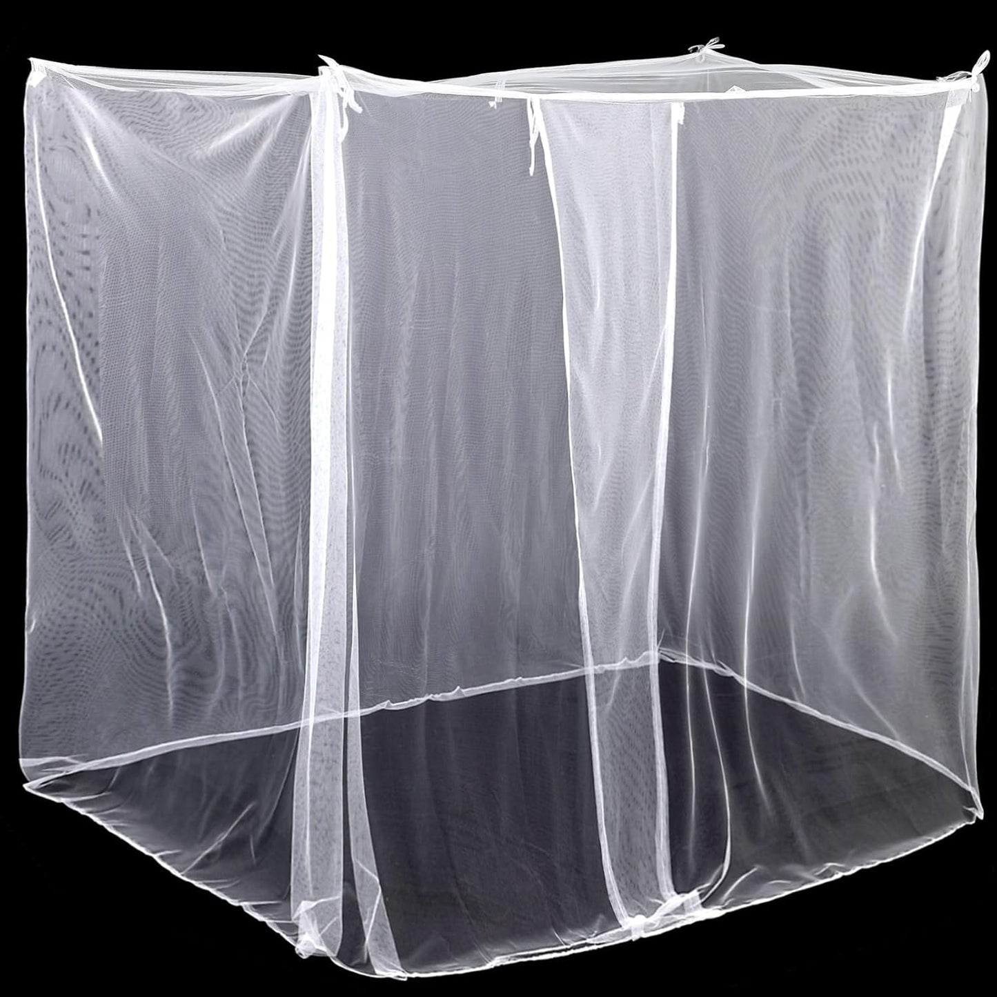 4 Corners Mosquito Net for Mosquiteros para Camas Bed Canopies Netting Bed Drapes Rectangular Mosquito Mesh for Camping Home Outdoor Travel(White,L75 X W79 X H67 Inch,Opening)