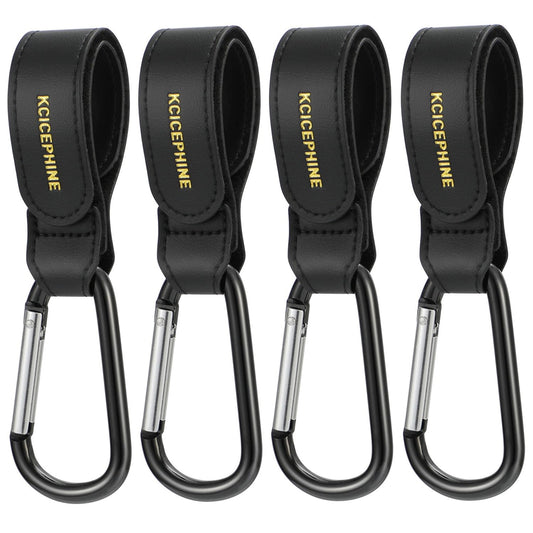 4Pack Universal Baby Stroller Hooks Clips for Hanging Bags and Shopping,Convenient Stroller Straps Accessories Perfect for Uppababy, Babyzen Yoyo, Britax, Bugaboo, Bob, Buggy, Shopping Cart（Black）