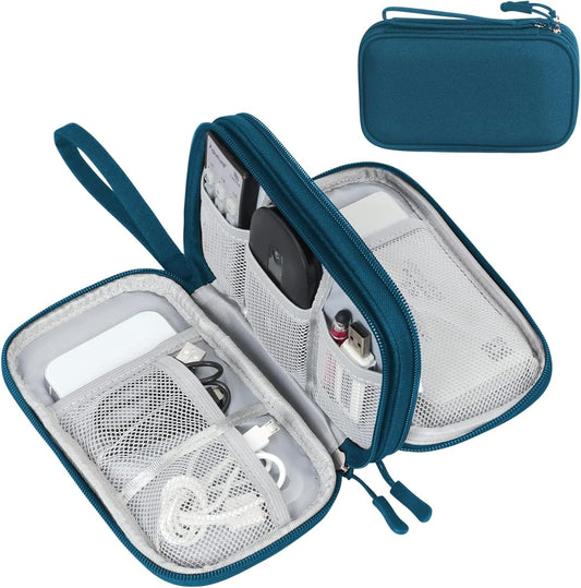 FYY Electronic Organizer, Travel Cable Organizer Bag Pouch Electronic Accessories Carry Case Portable Waterproof Double Layers Storage Bag for Cable, Cord, Charger, Phone, Earphone, Medium Size, Green