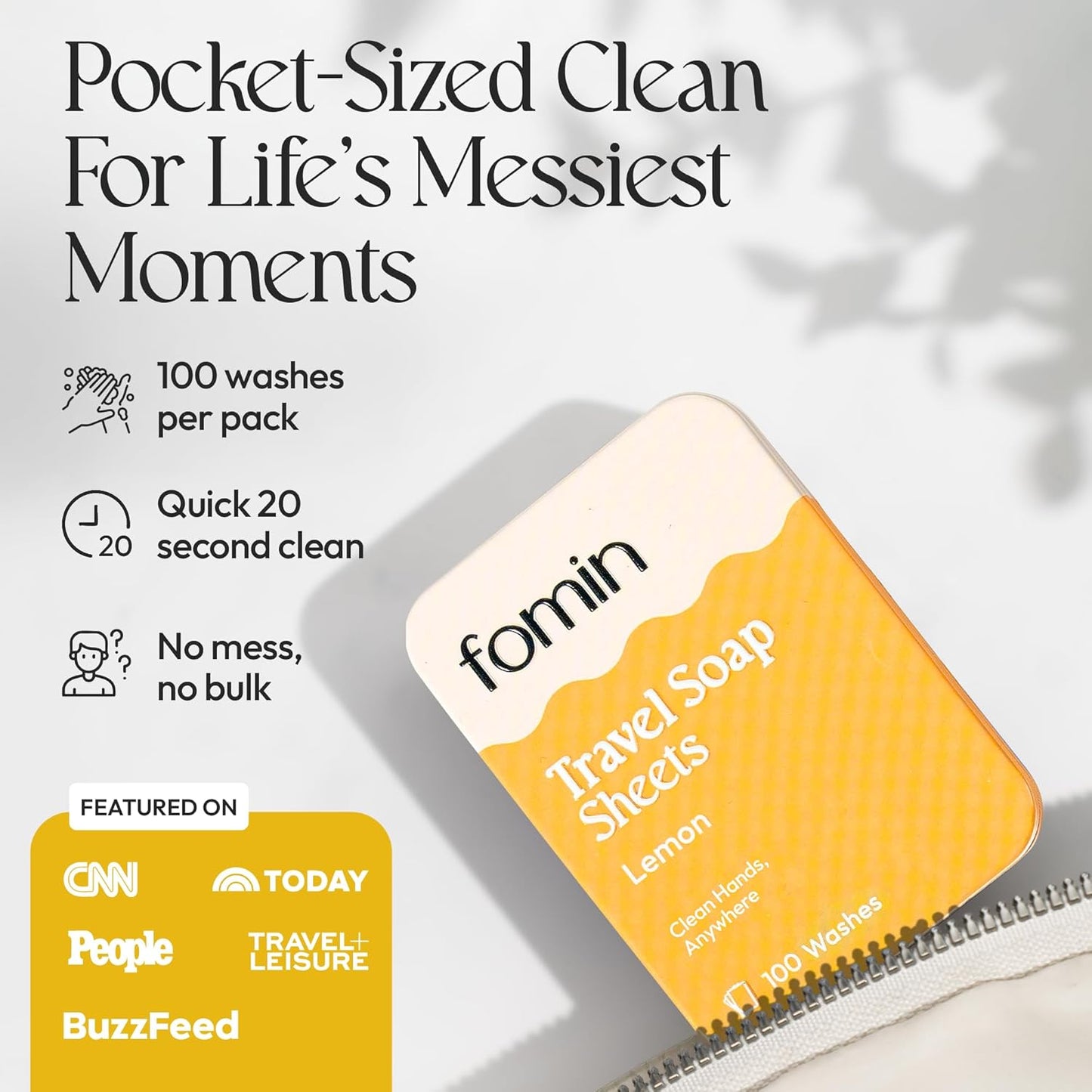 FOMIN - Antibacterial Paper Soap Sheets Tin for Traveling - (300 Sheets) Variety Pack (Unscented, Lemon, Lavender) Portable Travel Hand Soap Sheet, Dissolvable Mini Camping Hand Soap for Hand Washing