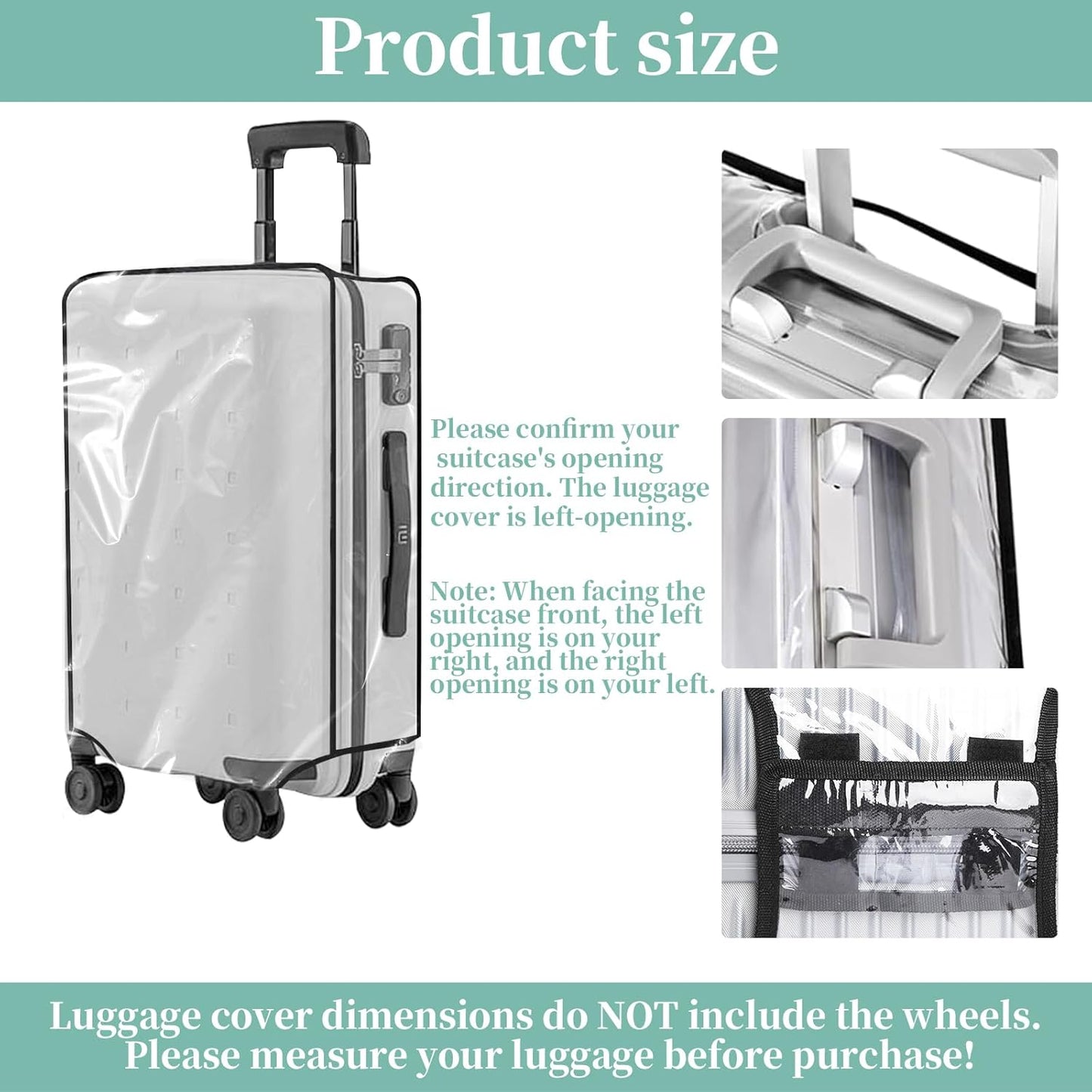 Clear PVC Luggage Cover, Waterproof Dustproof Anti-Scratch Suitcase Protector, Fits Wheeled Suitcases 18" 22" 24" 26" 28" 30" - Thicken Baggage Cover Case(30")