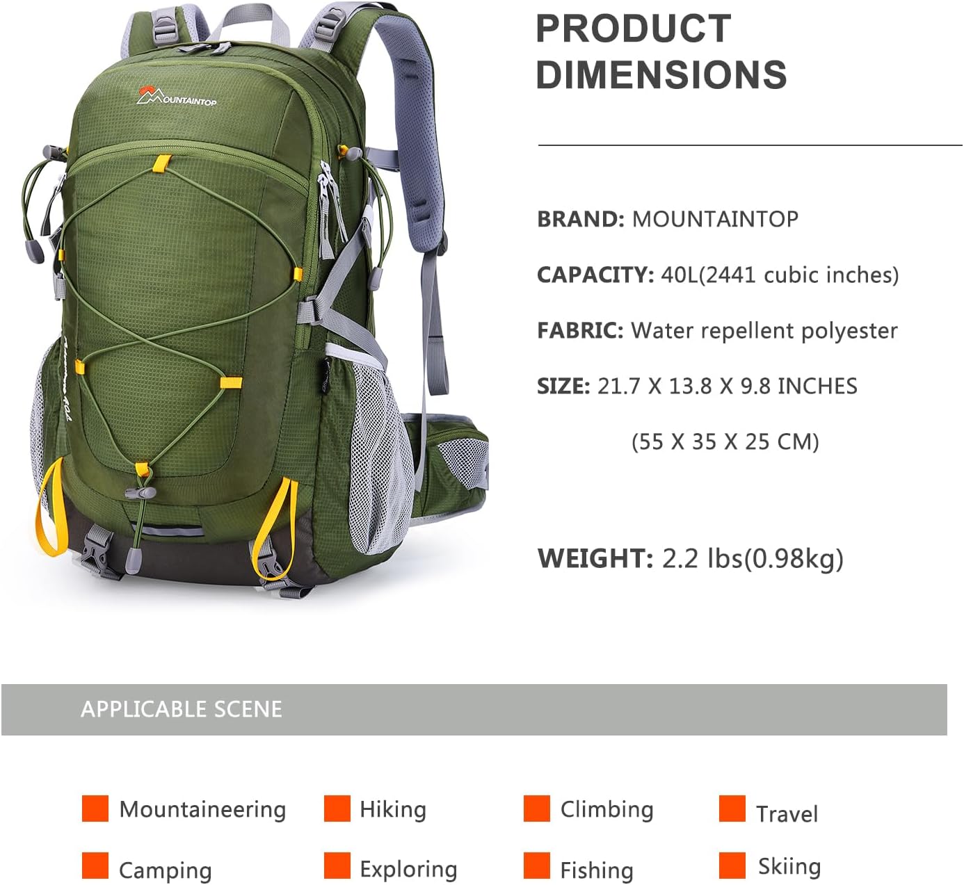 MOUNTAINTOP 25L/40L Hiking Backpack,Lightweight Travel Backpack for Men Women Outdoor Backpacking, Camping