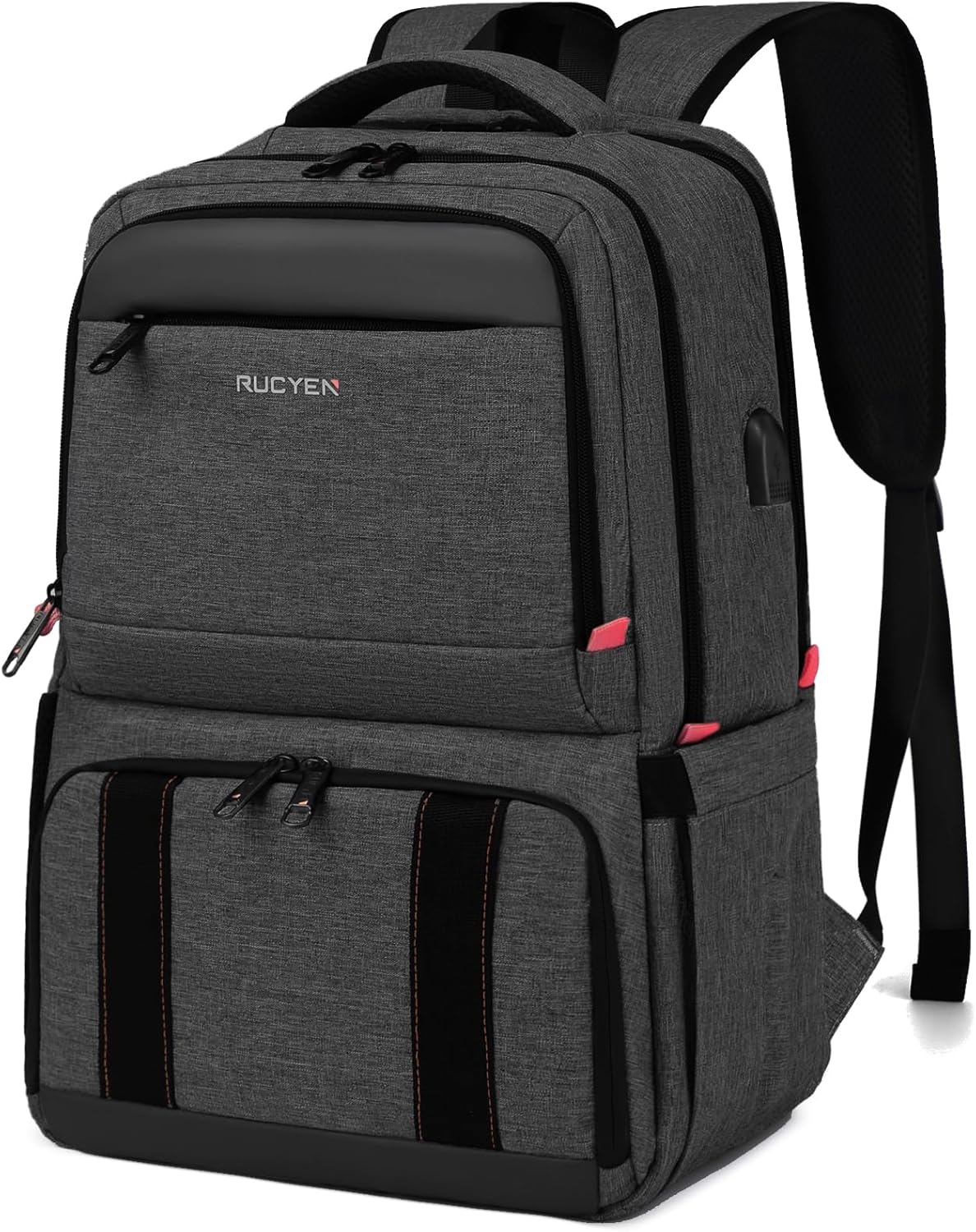 Lunch Backpack, 17.3 Inch Large Lunch Backpack Insulated Cooler Bag Travel Laptop Backpack with USB Port for Men Women, RFID Blocking for Work Picnics Black