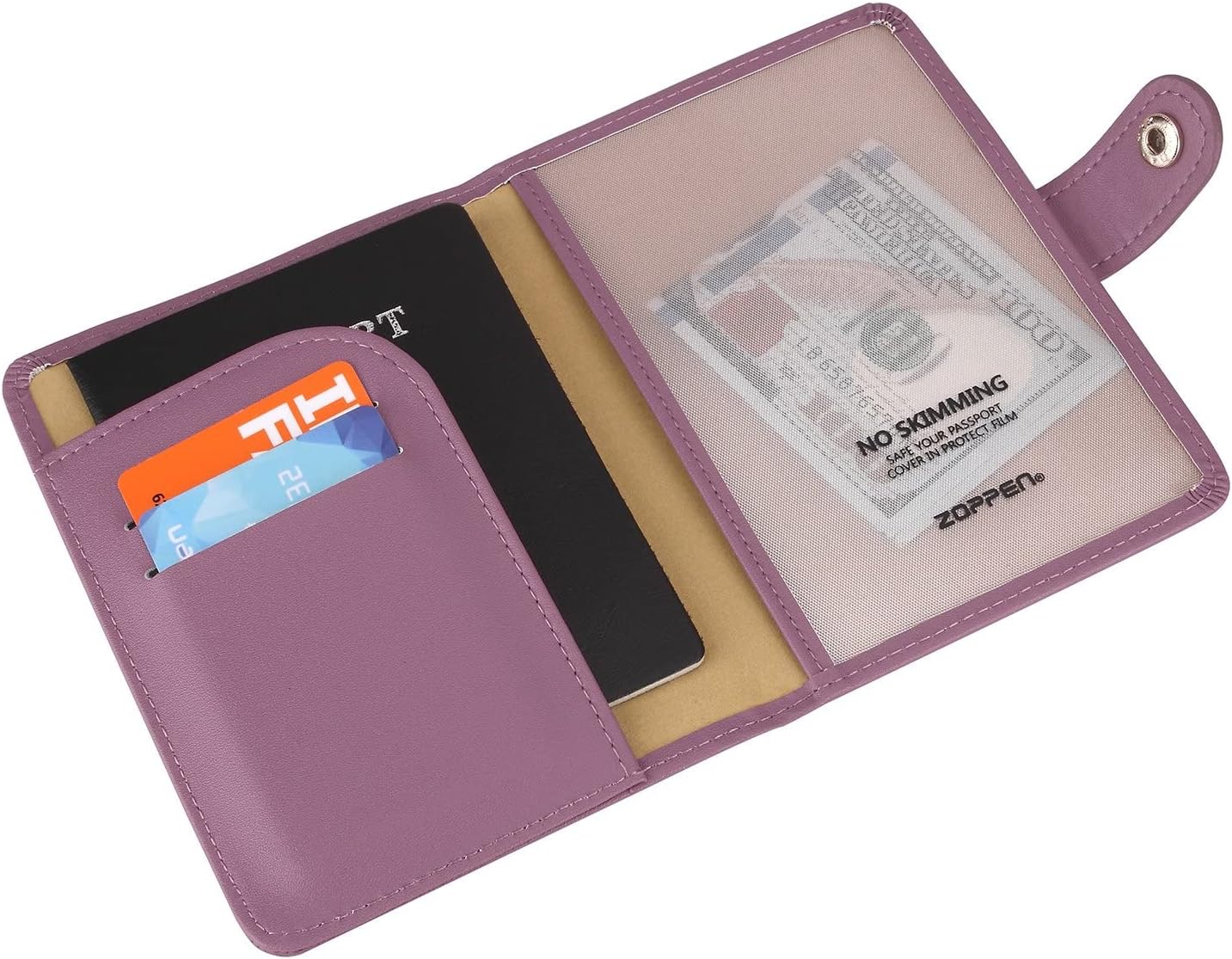 ZOPPEN Passport Holder Women, Passport Cover Travel Wallet Rfid Blocking Passport Wallet Cover Case Travel Essentials Document Organizer, Elegant Purple