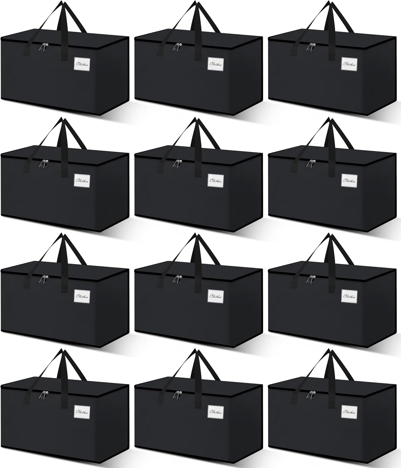 Heavy Duty Moving Bags - Extra Large Packing Bags and Storage Totes, Collapsible and Foldable Option for Moving and Storage, Black, 125 L - 12 Pack