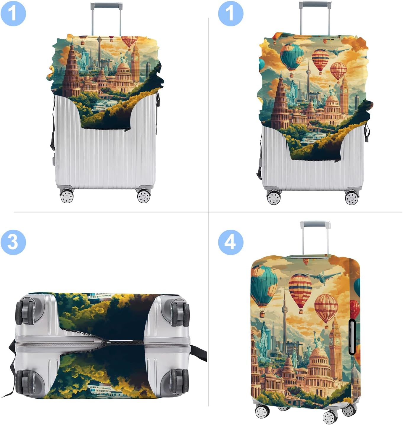 Luggage Cover Washable Suitcase Protector Anti-scratch Suitcase cover Fits 20-34 Inch Luggage (Balloon, L(28-30inch suitcase))