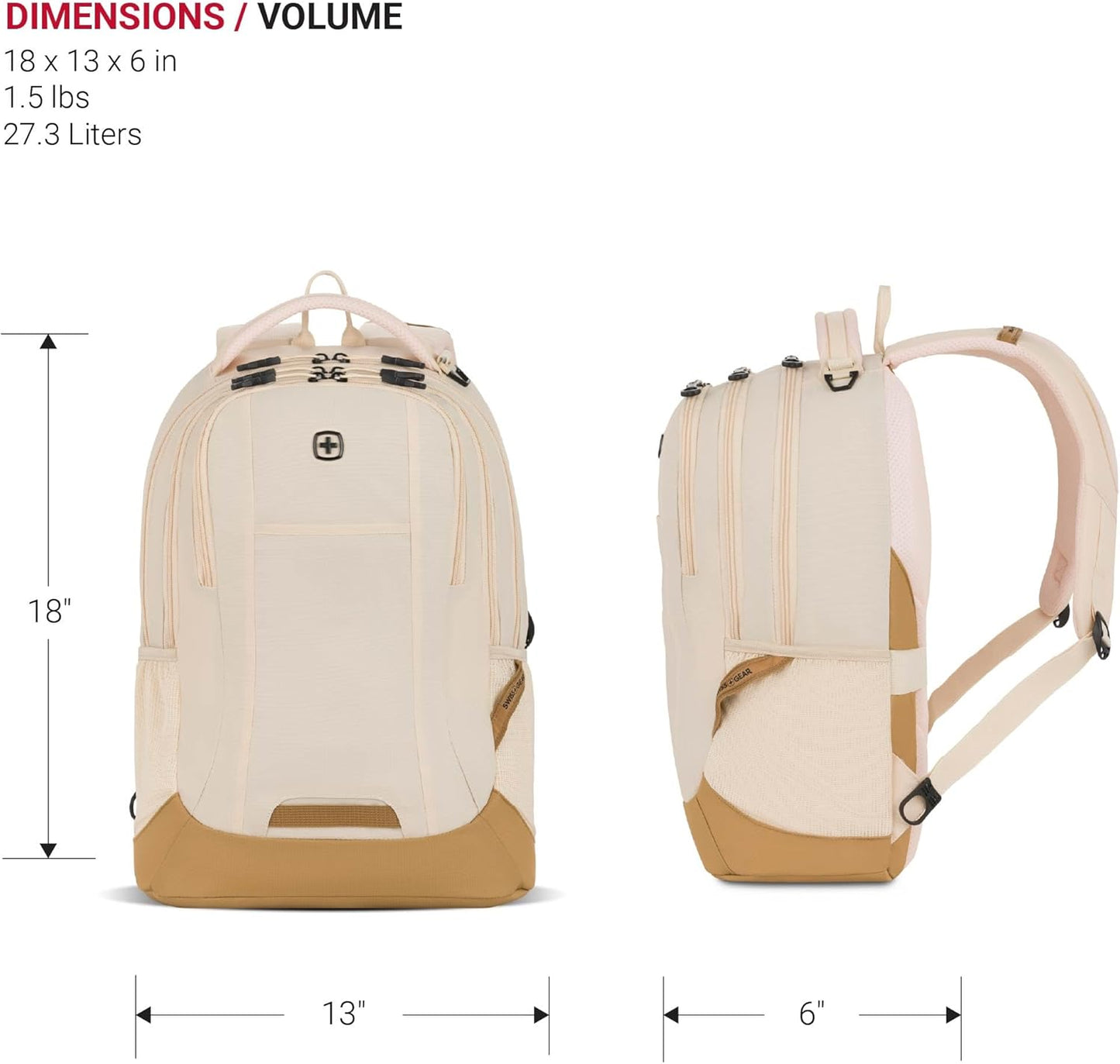 SwissGear Cecil 5505 Laptop Backpack, Cream/Warm Sand, 18-Inch
