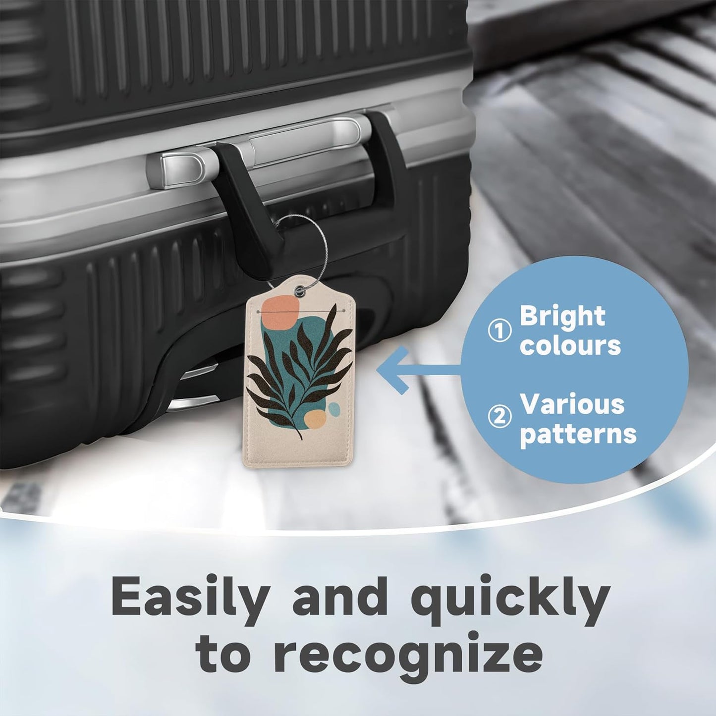 Boho Line Leaves Luggage Tags, 2 Pack Travel Cruise Tags for Suitcases,Cute Identifiers with Privacy Flap, Baggage Tags for Women Men Handbag