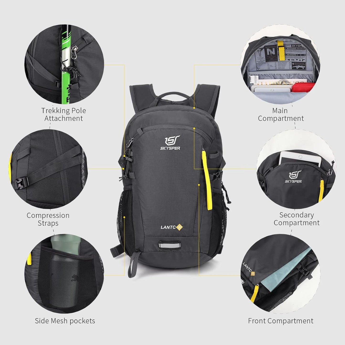 SKYSPER Small Hiking Backpack, 20L Lightweight Travel Backpacks Hiking Daypack for Women Men