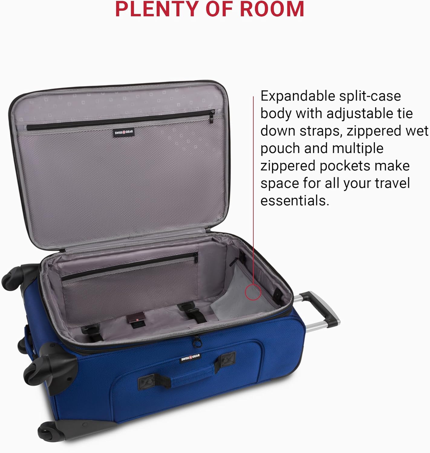 SwissGear Sion Softside Expandable Luggage, Blue, Checked-Medium 25-Inch