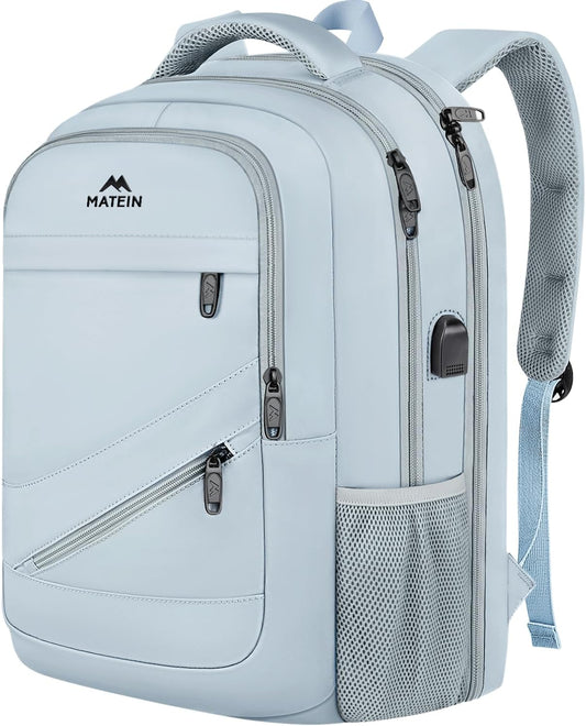 MATEIN 18 Inch Laptop Backpack for Women, TSA Approved Laptop Rucksack Large Capacity 50 L, Anti Theft Backpack with Comfortable Shoulder Straps for College Work Travel, Haze Blue
