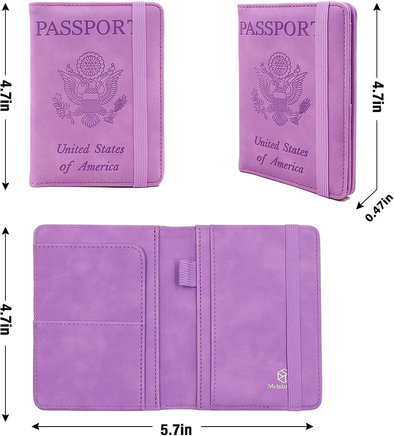 Melsbrinna Premium Leather Passport Holder Covers Case, Waterproof Rfid Blocking Travel Wallet Passport Holder with Pen Holder, Cute Passport Book for Women/Men