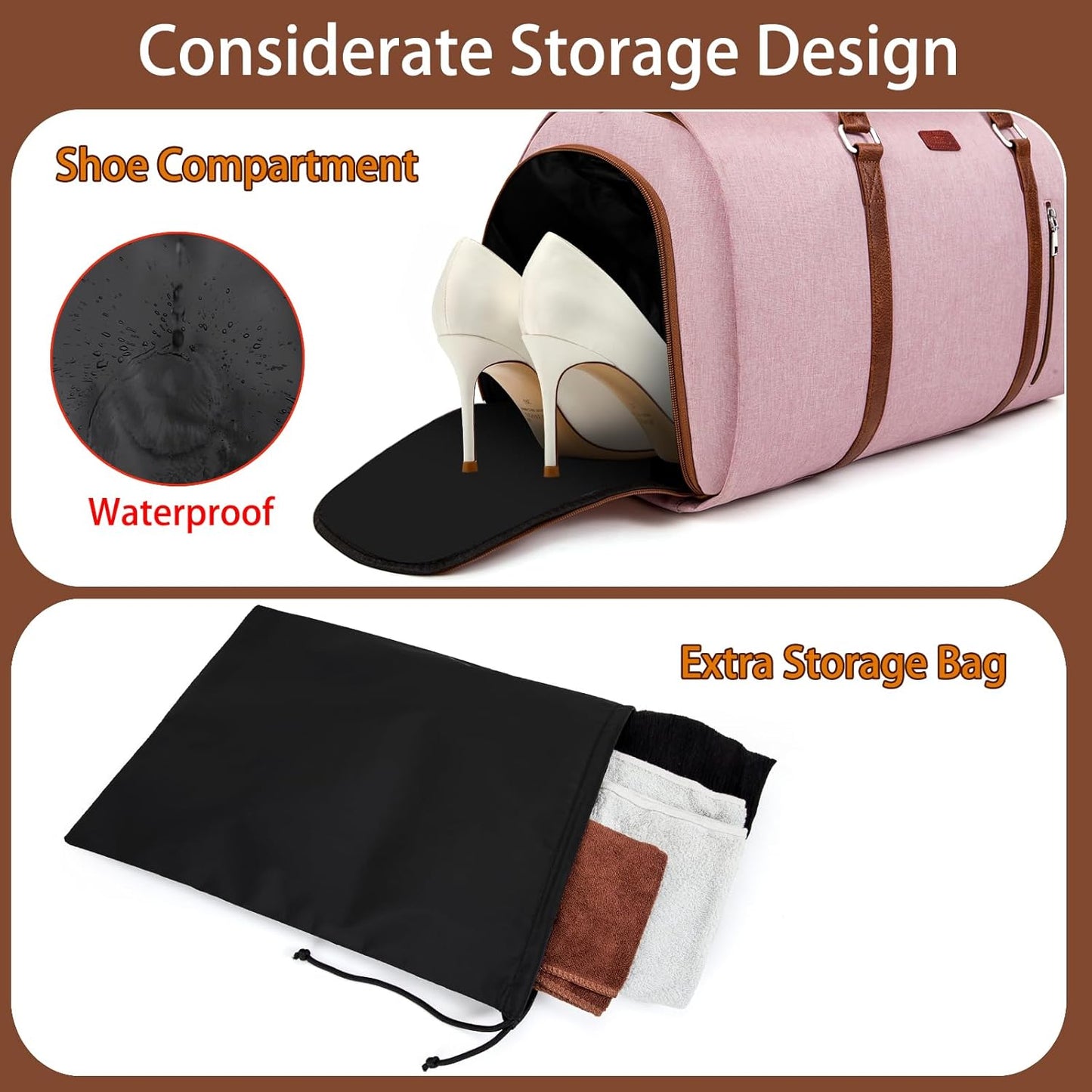 Convertible Garment Duffel Bag for Travel - Carry On Garment Bags With Toiletry Bag Large Weekender Bag for Men Women 2 in 1 Hanging Suitcase Suit Travel Duffel Overnight Bags 4pcs Set