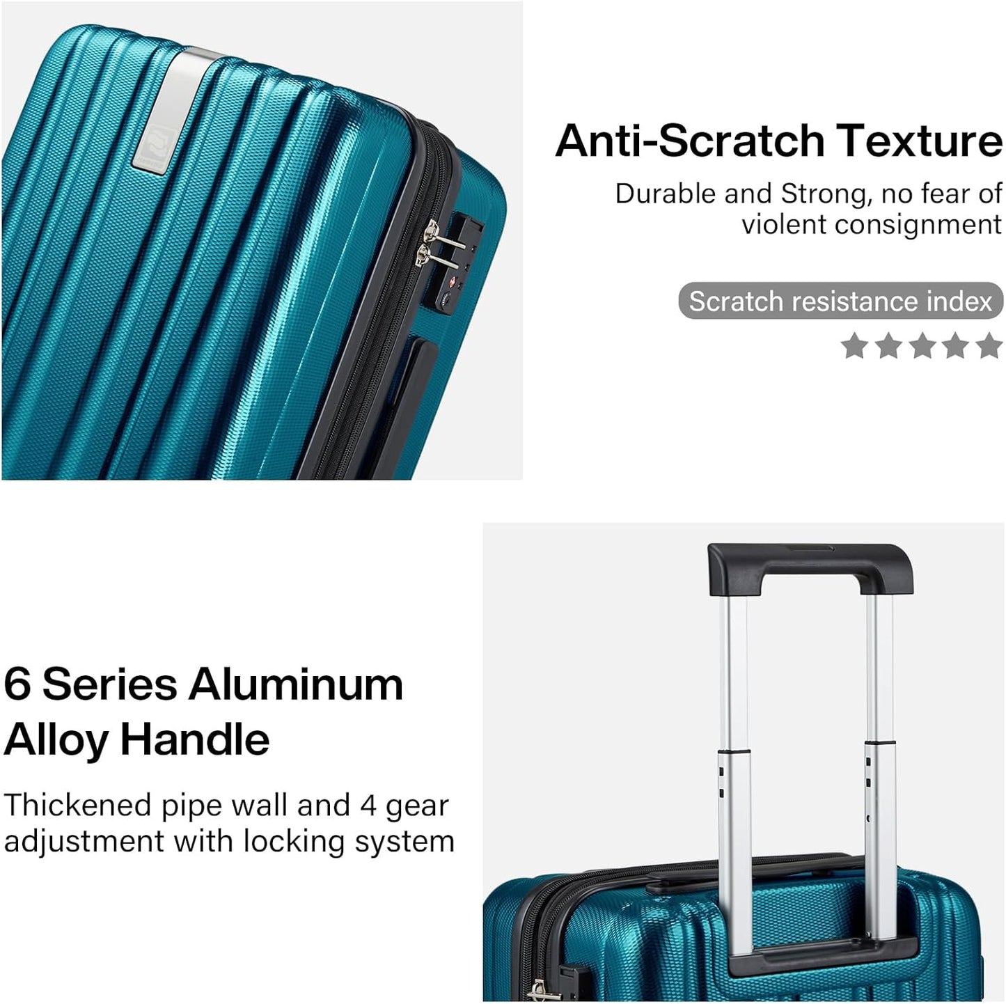 Hanke 29 Inch Expandable Checked Luggage Lightweight PC Hard Shell Luggage Suitcases with Wheels Tsa Luggage Rolling Large Suitcase Travel Luggage Bag for Study Abroad(Caribbean Blue)