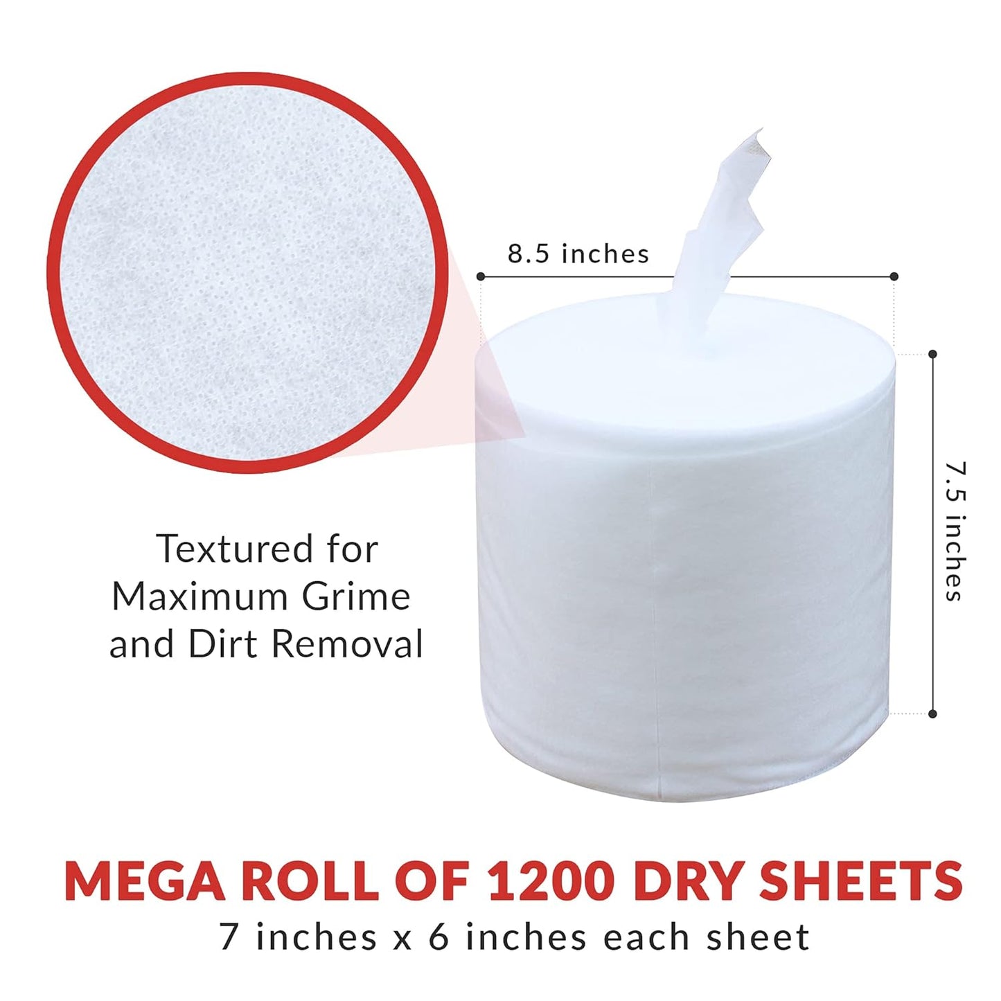 Dry Wipe Kit: 7200 Wipes (7" x 6"): Make Your Own Wet Wipes Using Your Preferred Cleaning Solution: 6 Mega Rolls + 4 Dispensing Buckets