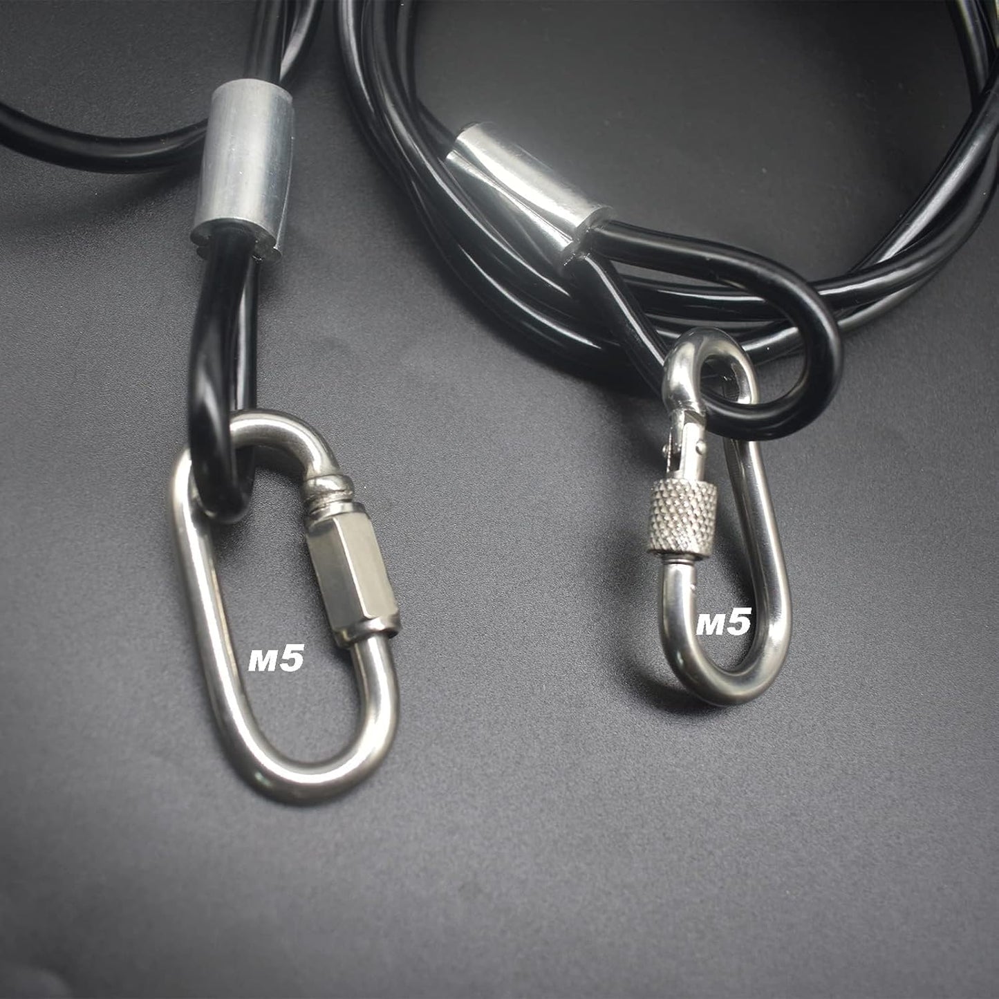 5FT 6mm Stainless Steel Security Cable Lock,Braided Steel Vinyl Coated Safety Cable Luggage Lock,Flexible Steel Cable Security Wire Rope Double Loop,Green