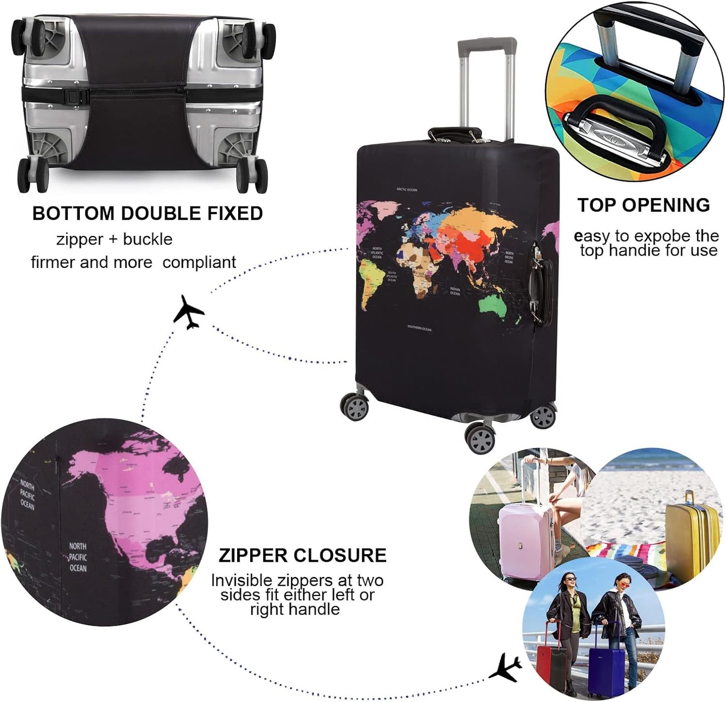 MosaiRudo Thicker Luggage Cover Elastic Suitcase Cover Protector Fits 18-32 Inch Suitcase Travel Accessories (TKM0078, S)