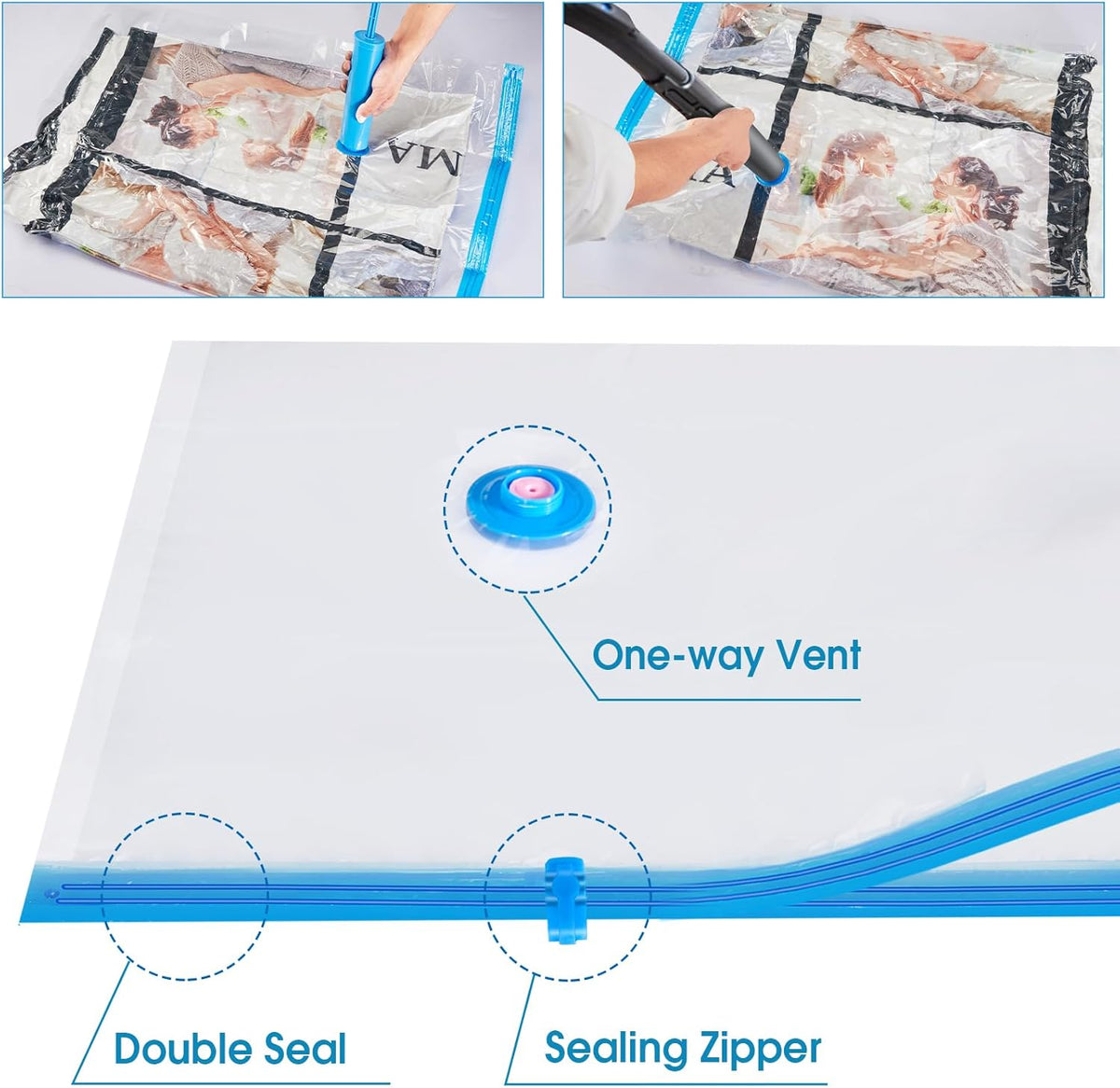 Extra Large Moving Bags Heavy Duty Space Saver Vacuum Storage Bag Vacuum Seal bags for Clothing Travel Packing bag Blue bags for Moving Vaccine Sealed Blue Storage Bag (4 Pack)