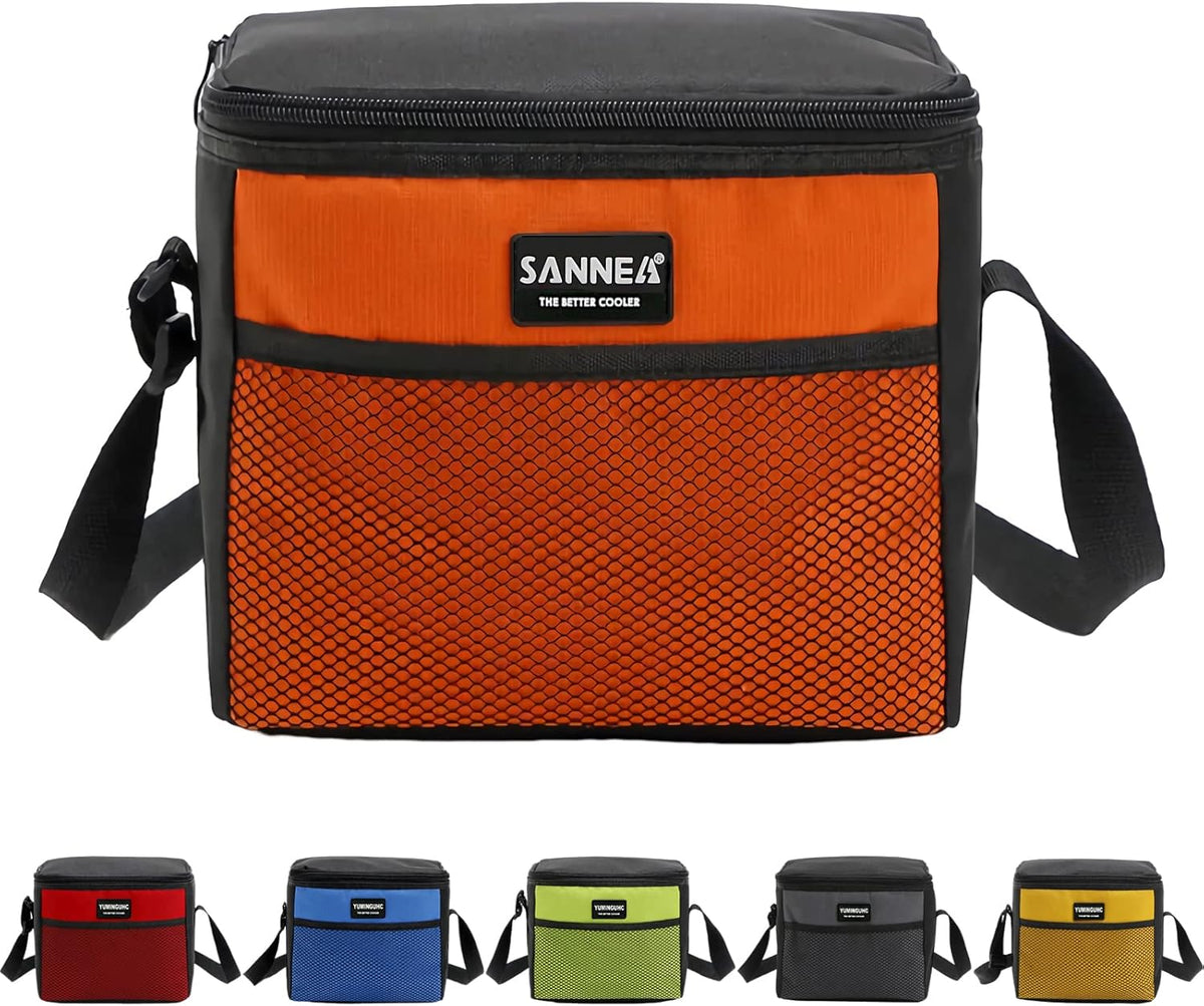 6 Can/5L Lunch Bag for Women Men Portable Lunch Box Small Cooler Bag Soft Collapsible Reusable Insulated Lunch Tote for Everyday Work Travel (Orange)