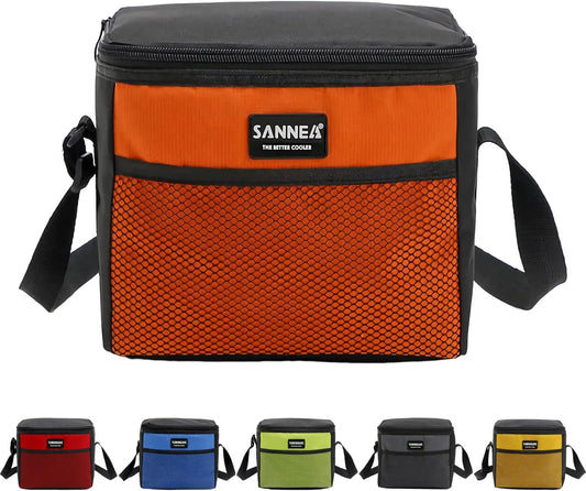 6 Can/5L Lunch Bag for Women Men Portable Lunch Box Small Cooler Bag Soft Collapsible Reusable Insulated Lunch Tote for Everyday Work Travel (Orange)
