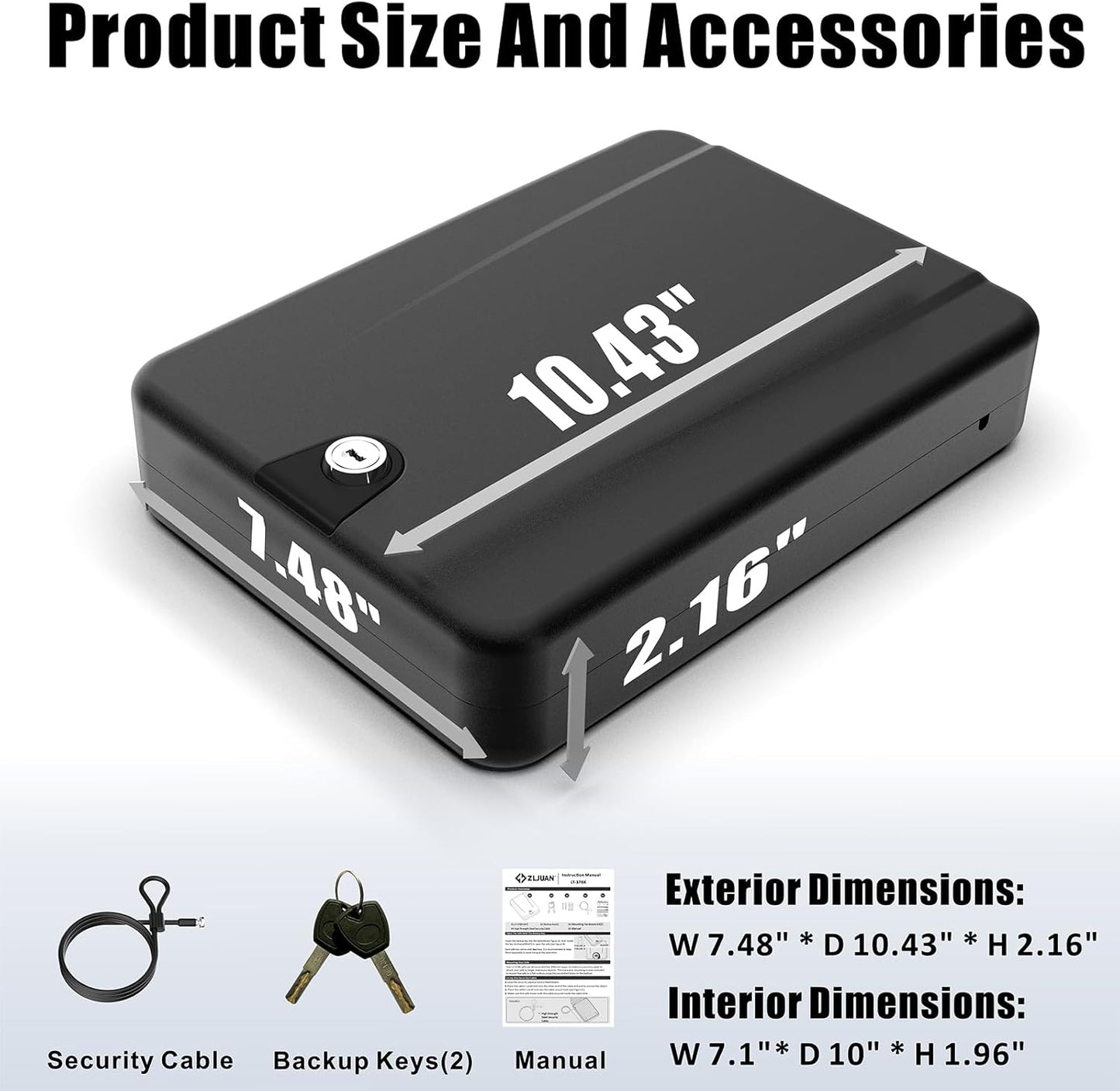 Gun Safe for Pistols Small Handgun Lock Box with Security Cable Portable Travel Pistol Safe for Car, Home, Travel