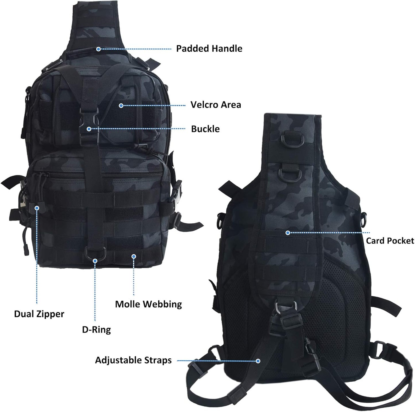 hopopower Tactical Sling Bag Pack Military Rover Shoulder Backpack EDC Assault Range Bag, Water-Resistant