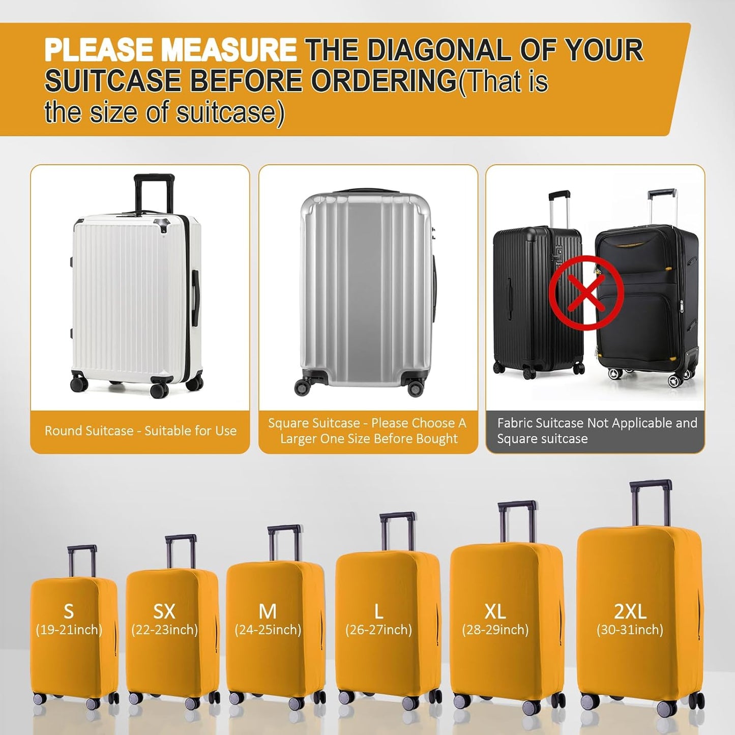 Travel Luggage Cover - Scratch-Resistant Suitcase Protector, Fit 28-29 Inch, Yellow (XL)