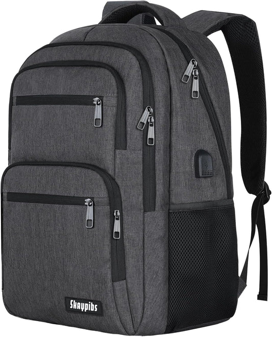 Backpck for Men Women, School Backpack for Boys Teens, 15.6 inch Laptop Back Pack with USB Charger Port, Bookbag with USB Charger for College High Middle School Travel Business Work Mochilas Black