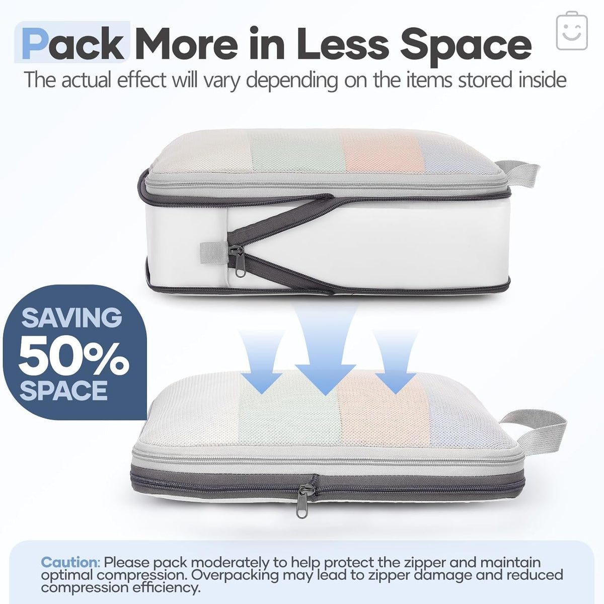 Veken 11 Set Compression Packing Cubes for Travel Essentials,Compressible Expandable Large Luggage Suitcase Organizer Bags for Clothing,Durable Space Saver Storage Bags with Toiletry Bags(White)