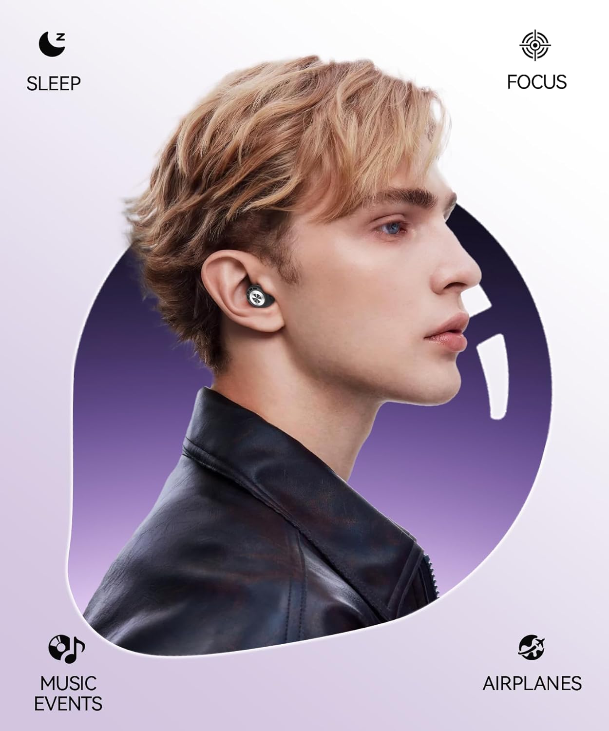 Ear Plugs for Sleeping Noise Cancelling 50dB Concert Earplugs for Noise Reduction Reusable Soft Silicone Ear Plugs for Snoring Shooting Motorcycle Airplanes Musicians with 7 Eartips Case Dark Gray