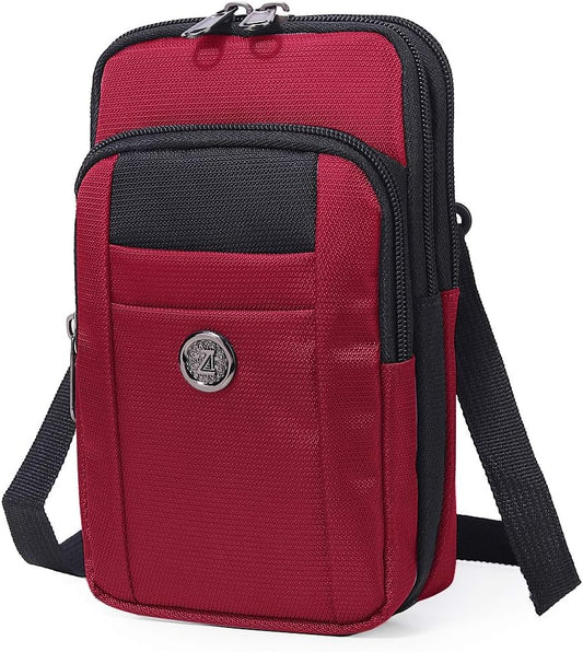 Senient Wolf Waterproof Nylon Multifunctional Phone Bag Small One Shoulder Crossbody Bag Waist Bag Wallet Travel Passport Bag