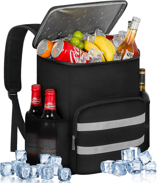 Cooler Backpack - 54 Cans Insulated Leak Proof Cooler Bag for Men & Women, Portable Picnic Camping Beach Hiking BBQ Lunch Backpack for Men and Women -Black