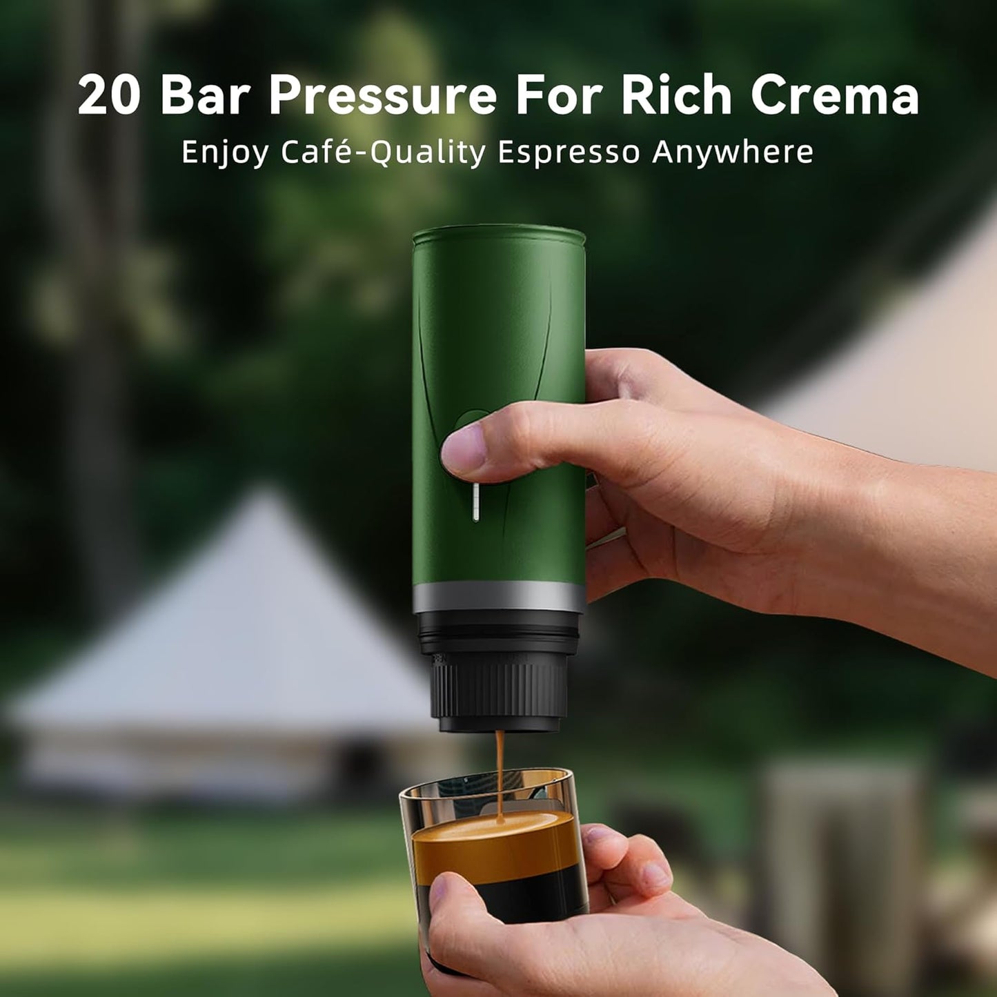 Portable Espresso Maker,Self-Heating Electric Mini Coffee Machine,20 Bar Pressure Compatible with NS Pods & Fine Grind for Travel, Camping, Hiking(Black)