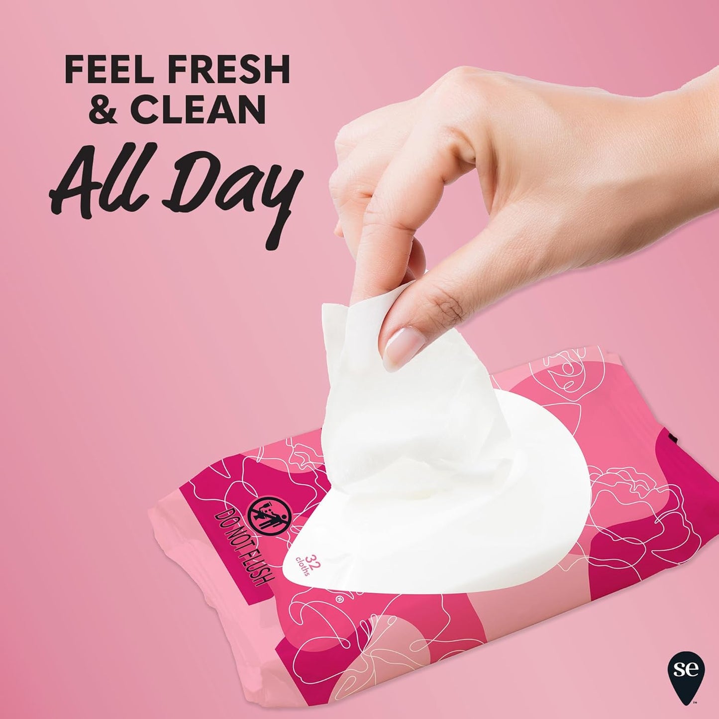 Summer's Eve Sheer Floral Daily Refreshing Feminine Wipes, Removes Odor, pH balanced, 32 Count, 4 Pack