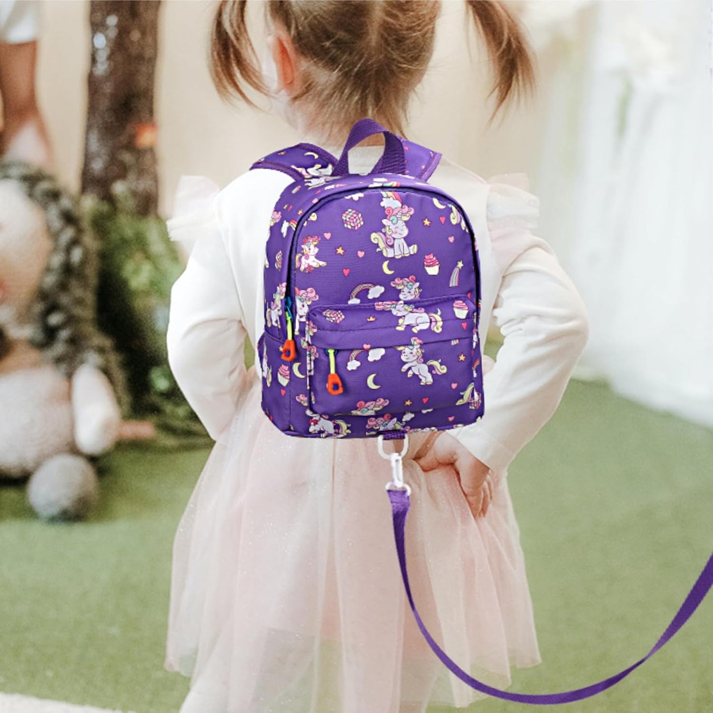 Accmor Toddler Harness Backpack Leash, Cute Baby Unicorn Backpacks with Anti Lost Wrist Link, Adorable Mini Child Backpack Leashes for Walking, Keep Kids Close Backpack Rope Tether Rein for Girls