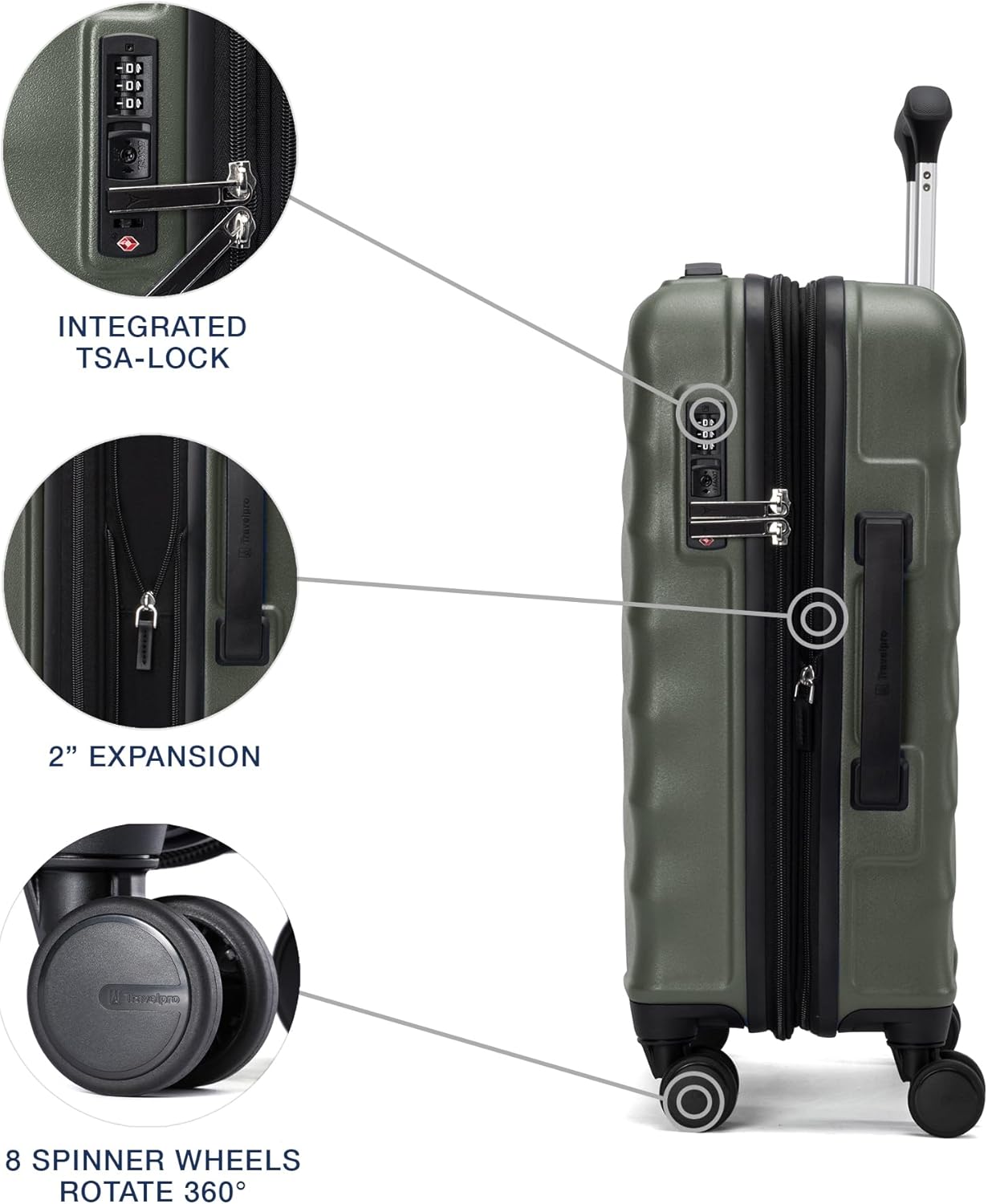Travelpro Maxlite Air V2 Hardside Expandable Checked Luggage, 8 Spinner Wheels, Lightweight Hard Shell Suitcase, TSA lock, Slate Green, Checked Medium 25-Inch