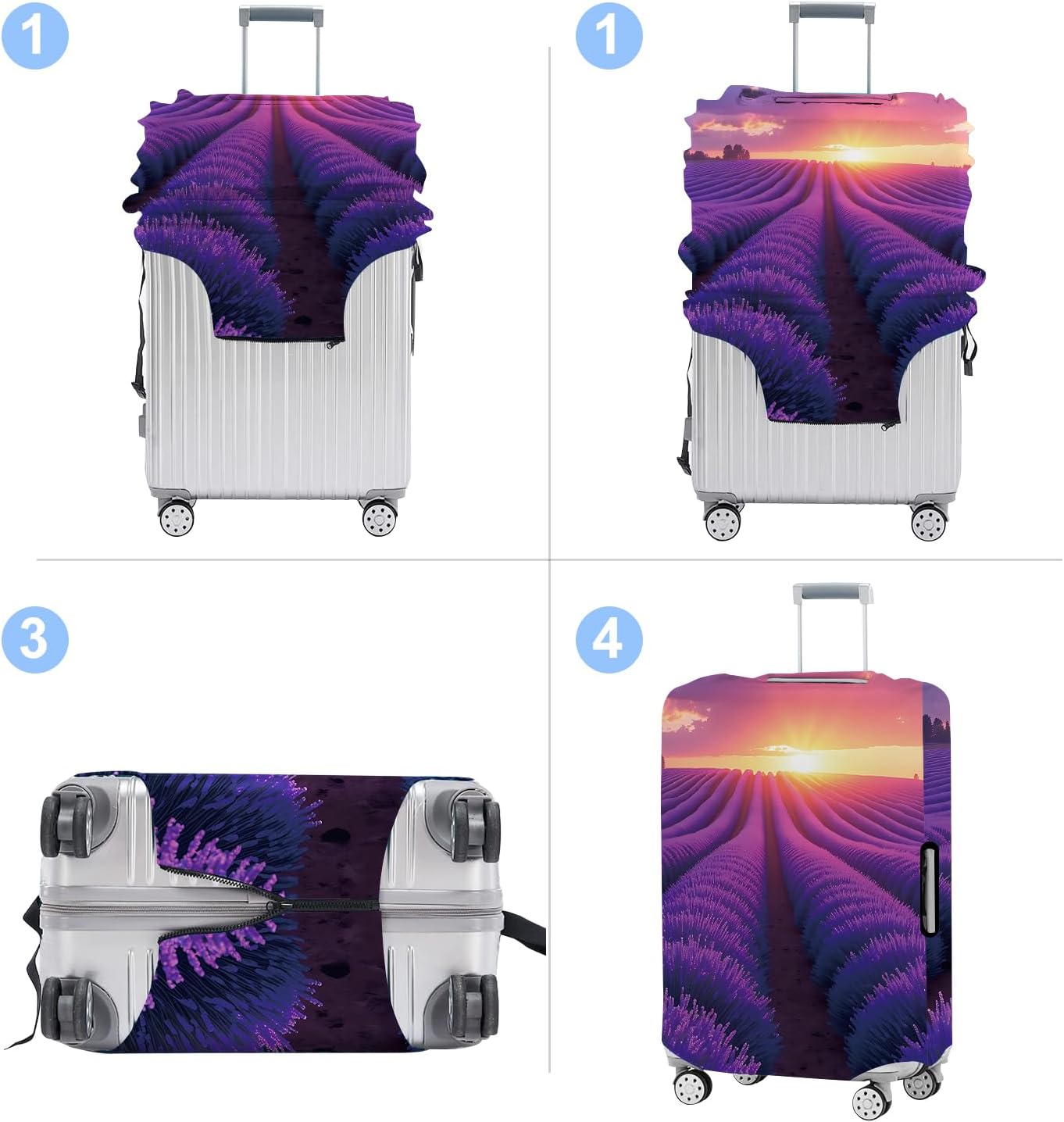 Luggage Cover Washable Suitcase Protector Anti-Scratch,Stretchable Fit for 20-34Inch Luggage Durable Travel Bag Cover with Zipper Closure (Lavender, S(fits 20-22inch suitcase))