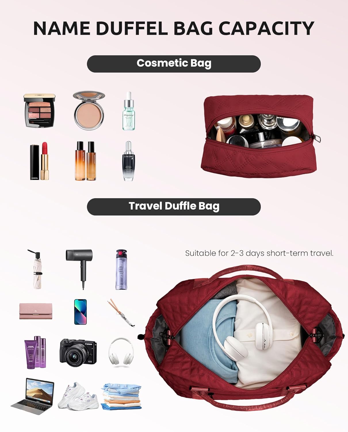 Personalized Gifts-Initial Overnight Bag with Shoe Compartment, Personalized Weekender Bag, Monogram Overnight Bag, Letter Travel Bag with Makeup Bag，Birthday Gift For Women Girl (Letter Q)