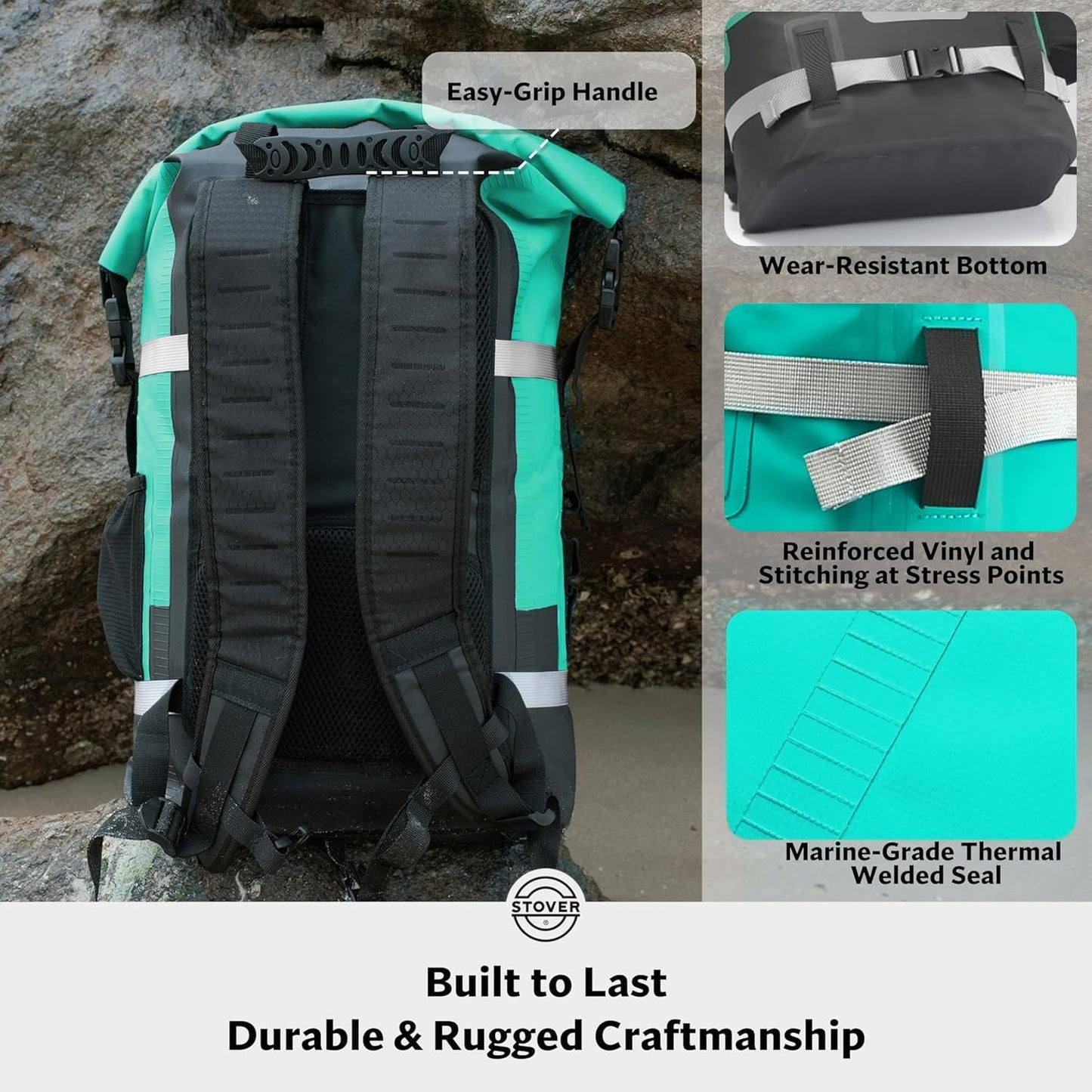 STOVER 5/10/25/30/40/55L Waterproof Backpack- Floating Dry Bag for Kayaking, Travel, Beach, Hiking, & Camping, Men/Women