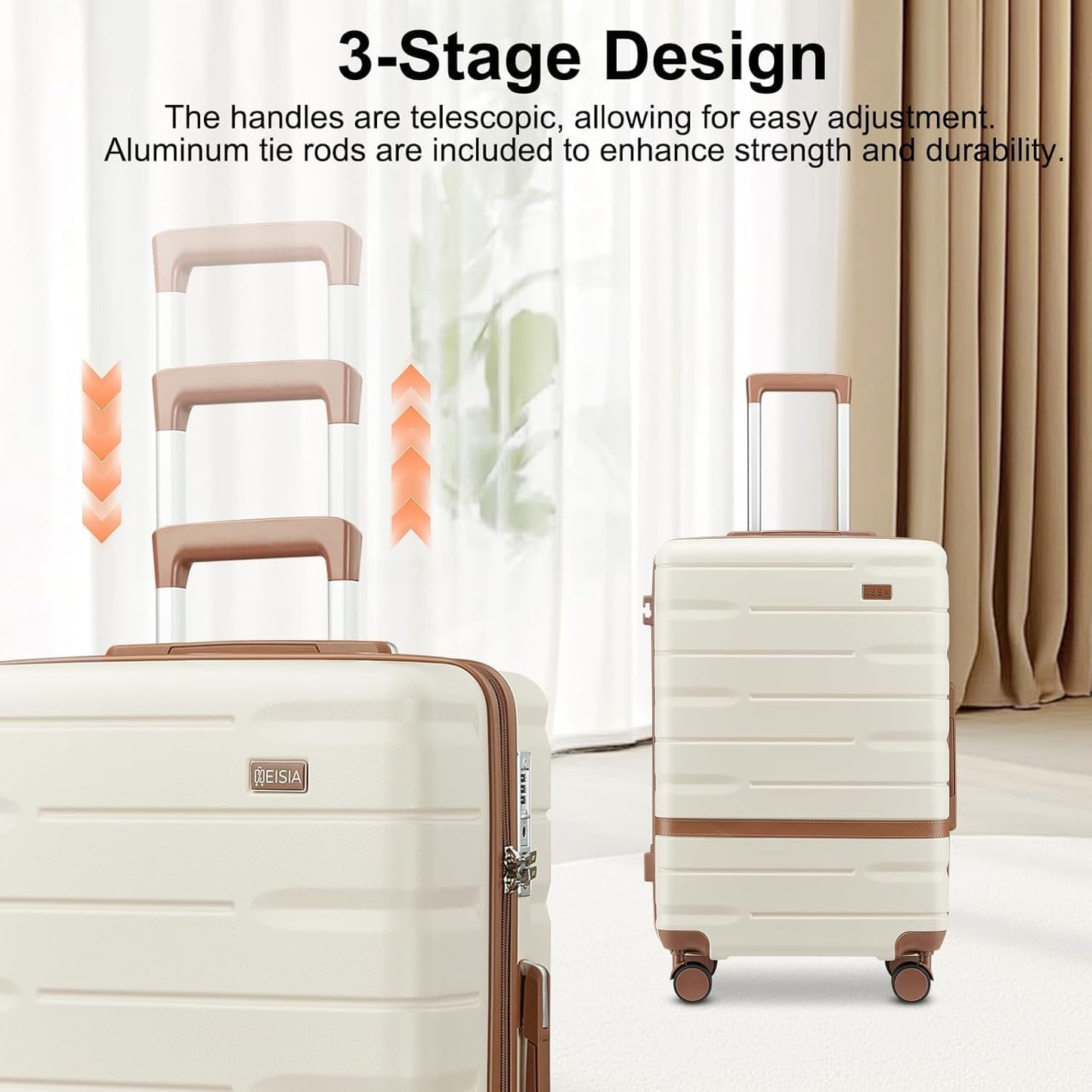 Carry On Luggage 3 Piece Lightweight Travel Luggage Set,22x14x9 Airline Approved,YKK Zippers Expandable Hard Shell Suitcase with Spinner Wheels TSA Lock (Navy, 3 Piece Sets (20/DB/TB))