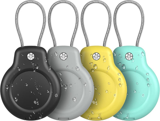 for AirTag Holder Waterproof Case with Keychain, Hidden Air Tags-4 Pack for Apple Air Tag Holder with Wire Cable Lock Key Ring Chain Air Tagholder Accessories for GPS Item Tracker Kids,Keys,Luggage