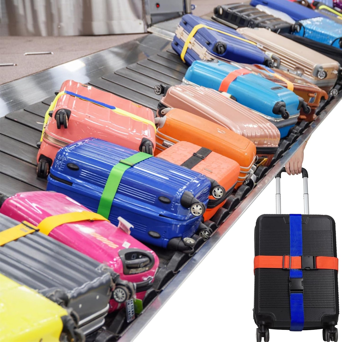 2Pcs Luggage Straps for Suitcase Travel Accessories TSA Approved, 80In Long Belts to Keep Your Suitcase Secure, Adjustable Bag Straps with Quick-Release Buckle for Travel Bag Closure, Multicolor