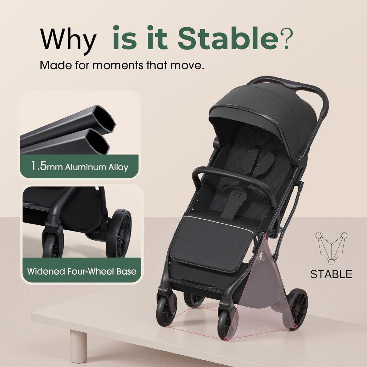 newyoo Lightweight Baby Travel Stroller, Compact Toddler Strollers w Telescoping Handle, Cup Holder & Storage Pocket, One-Hand Quick Fold, Near Flat Recline Seat, TR18, Black