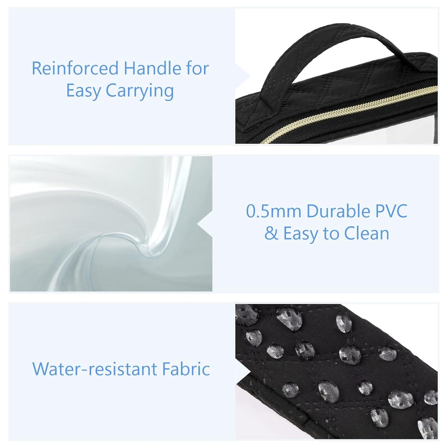 PACKISM Clear Makeup Bag - TSA Approved Toiletry Bag with Handle Large Opening, Clear Toiletry Bags for Traveling Travel Essentials, Travel Bags for Toiletries, Black
