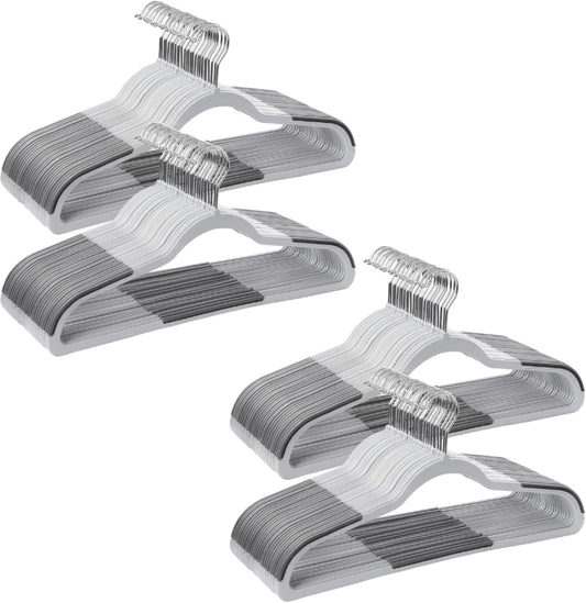 SONGMICS Clothes Hangers, Pack of 100 Plastic Coat Hangers, Space-Saving, Light Gray and Dark Gray UCRP050G100
