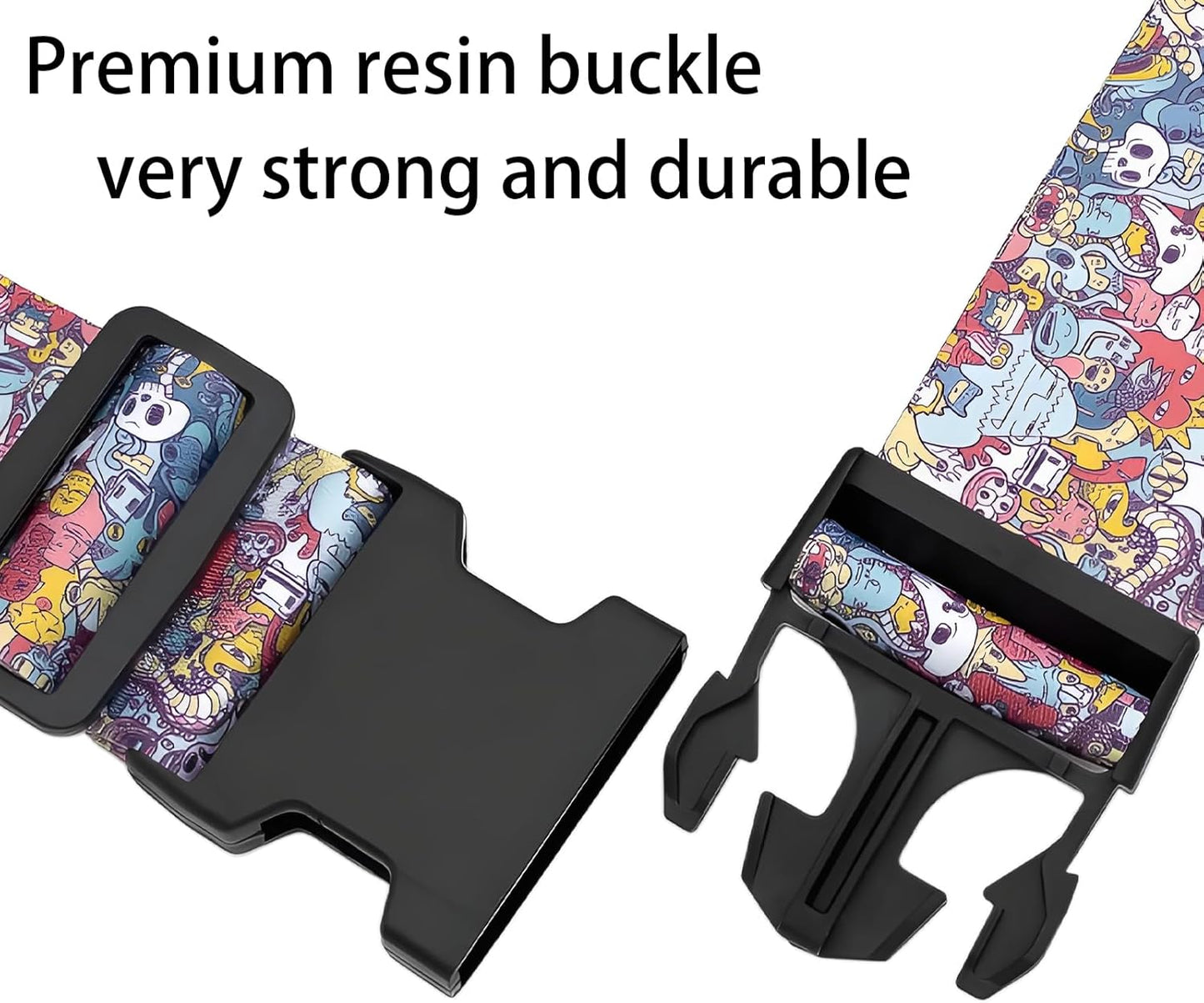 Monsters Luggage Straps for Suitcases, Adjustable Luggage Travel Belt to Keep Luggage Security While Travel, Strong Polyester Fabric, Easy-to-Recognize Funny Pattern Travel Essentials, 2 Pack
