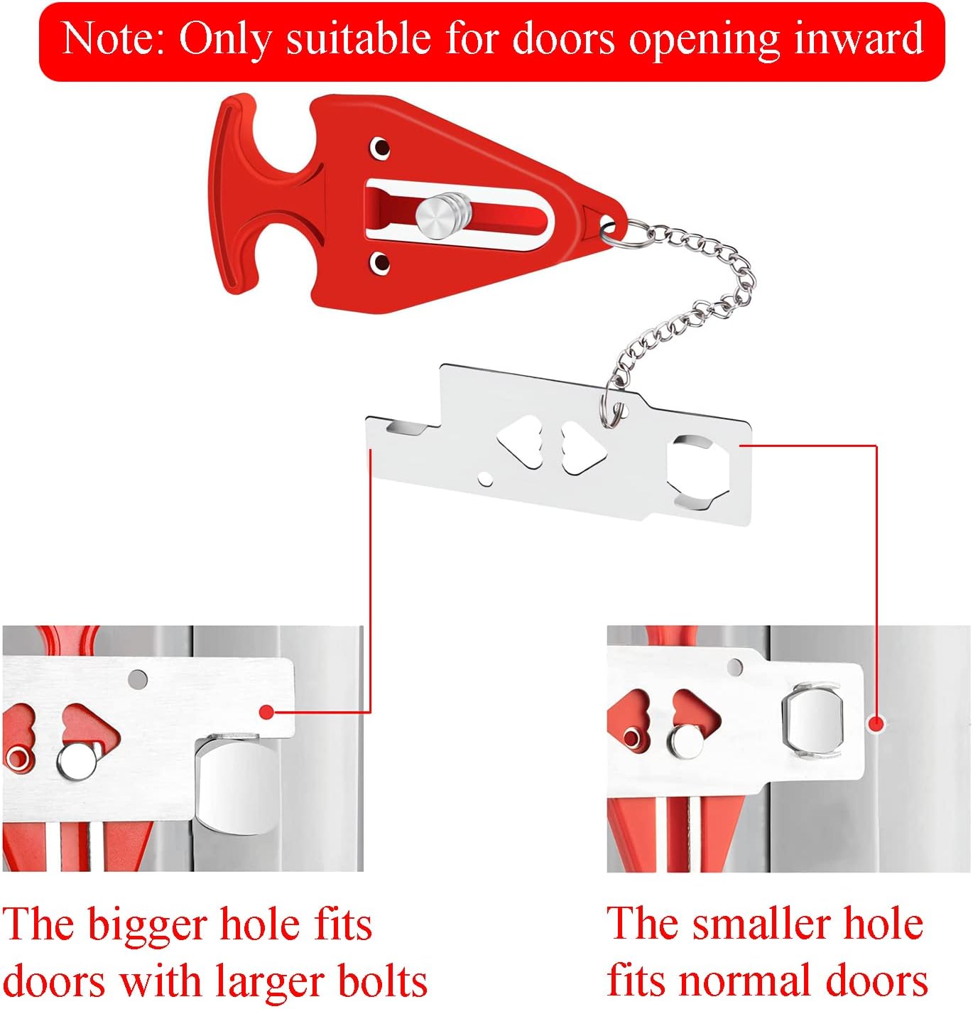 Portable Door Lock for Hotel Home Apartment, Door Blocker Security No Drill Door Lock for Privacy and Safety Portable Safety Locks for Kid Women